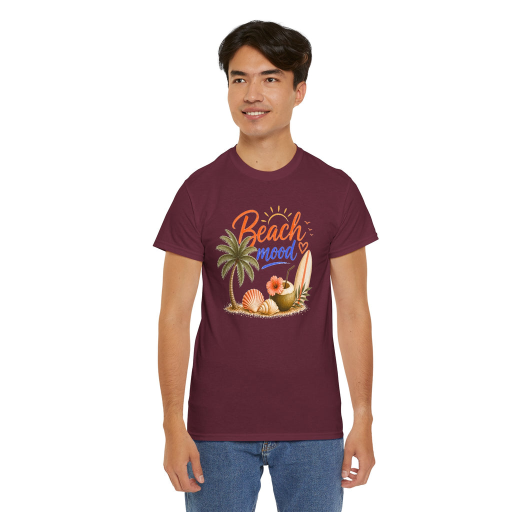 Beach Mood T-Shirt - Tropical Palm, Seashell Graphic Tee