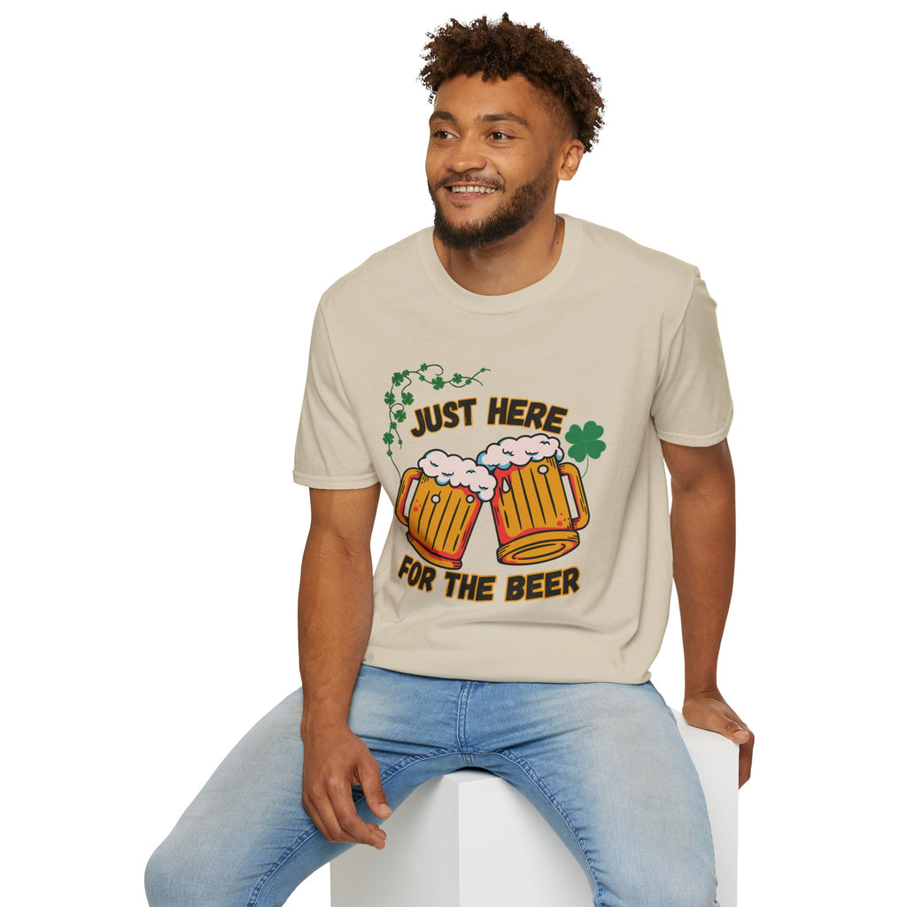 St. Patrick’s Beer T-Shirt — "Just Here for the Beer" Funny Clover Pub Tee