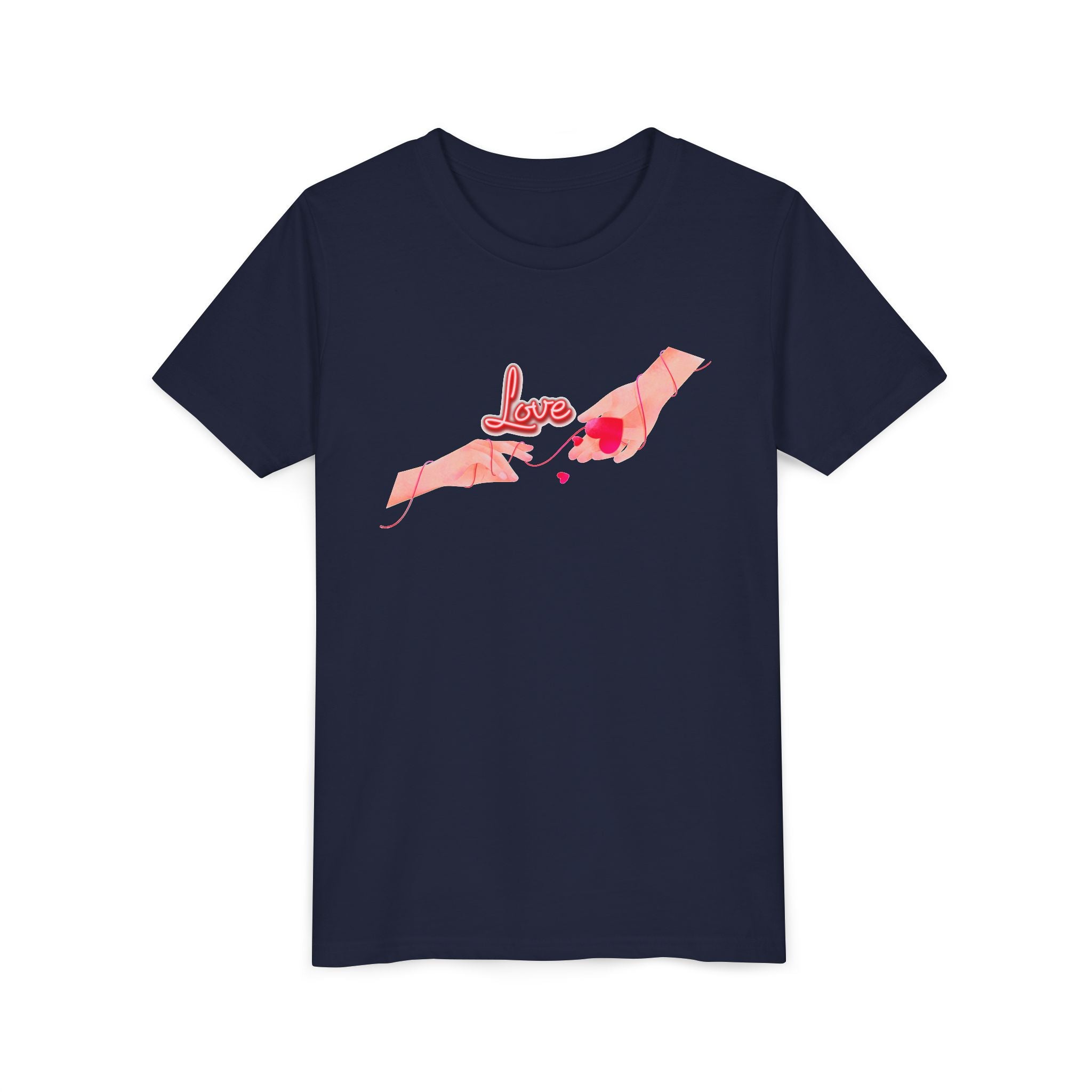 Youth Tee — Pink Hands Love Design (Valentine’s Day, Cute Kid Graphic)