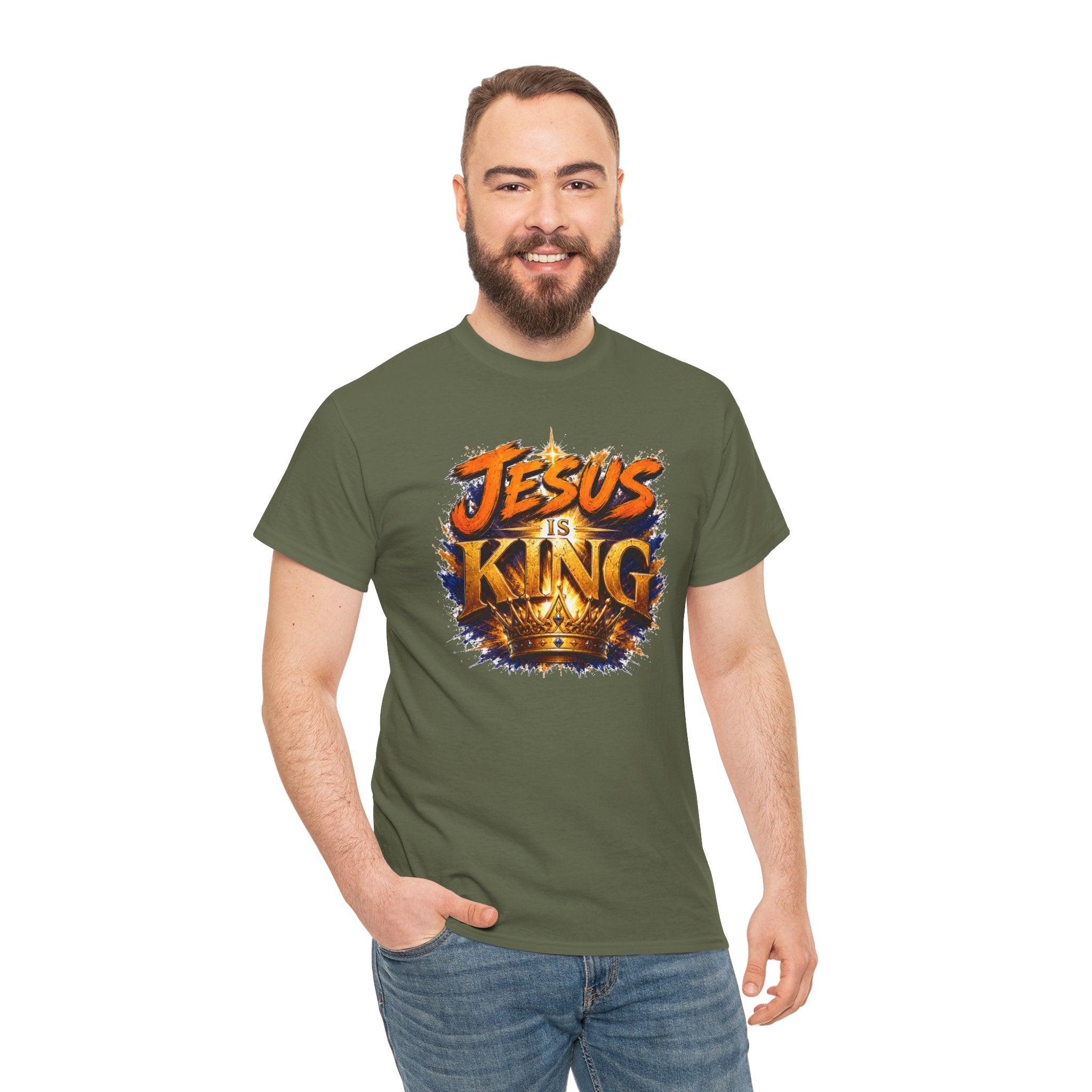 Jesus Is King Christian T-Shirt | Crown Graphic Tee | Religious Unisex Shirt | Faith Apparel | Christian Gift for Men & Women