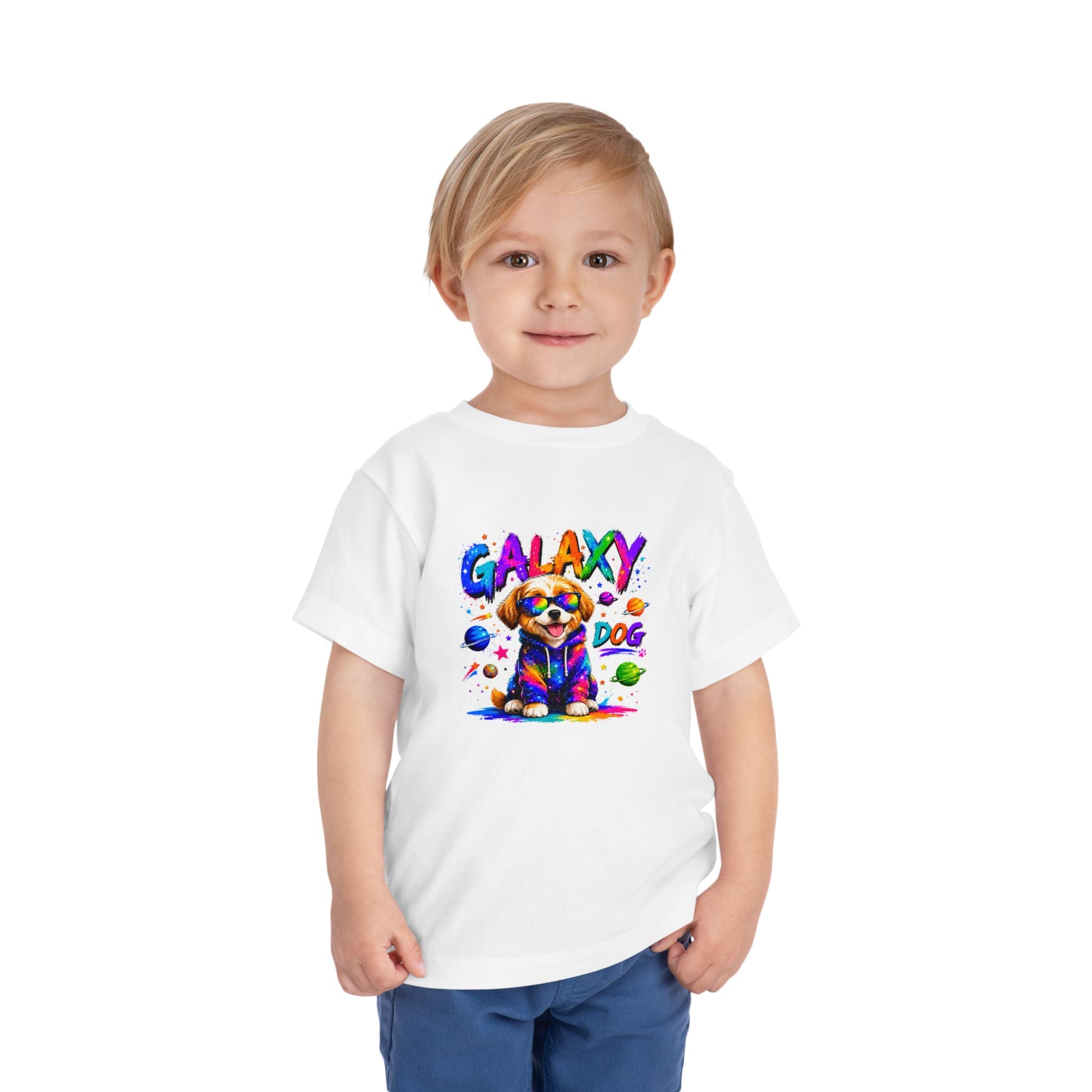 Galaxy Dog Toddler Shirt, Space Puppy Toddler Tee, Colorful Dog Kids Shirt, Cute Galaxy Puppy Tee, Rainbow Space Dog Gift for Boys Girls