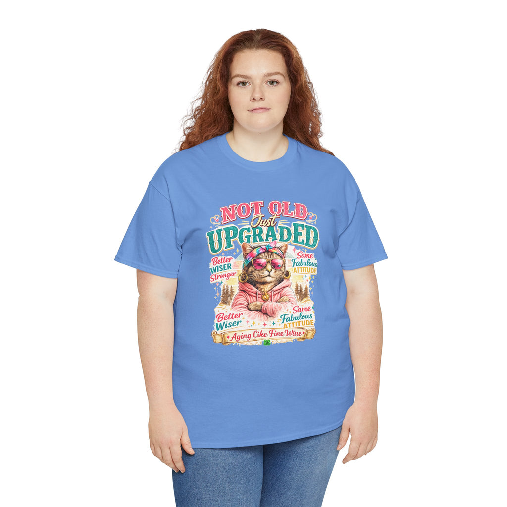 Not Old Just Upgraded Cat T-Shirt | Funny Cat Lover Tee | Vintage Birthday Shirt | Cute Kitty Graphic Tee | Gift for Cat Mom | Cat Lover Gift
