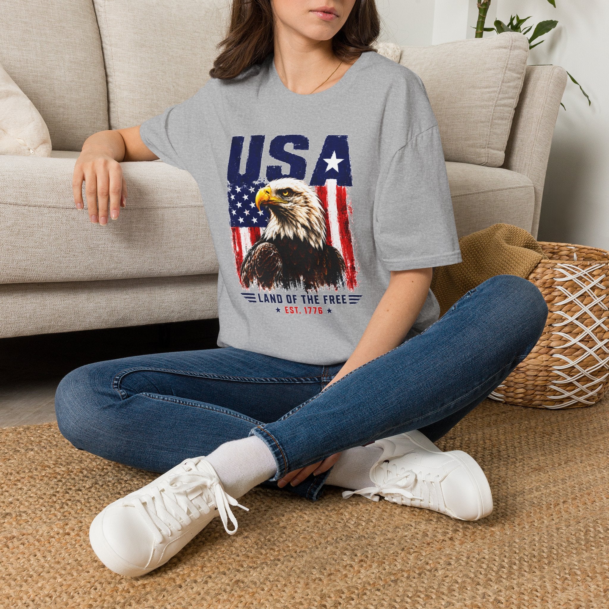 USA Eagle T-Shirt — Patriotic American Flag Graphic Tee (Land of the Free)