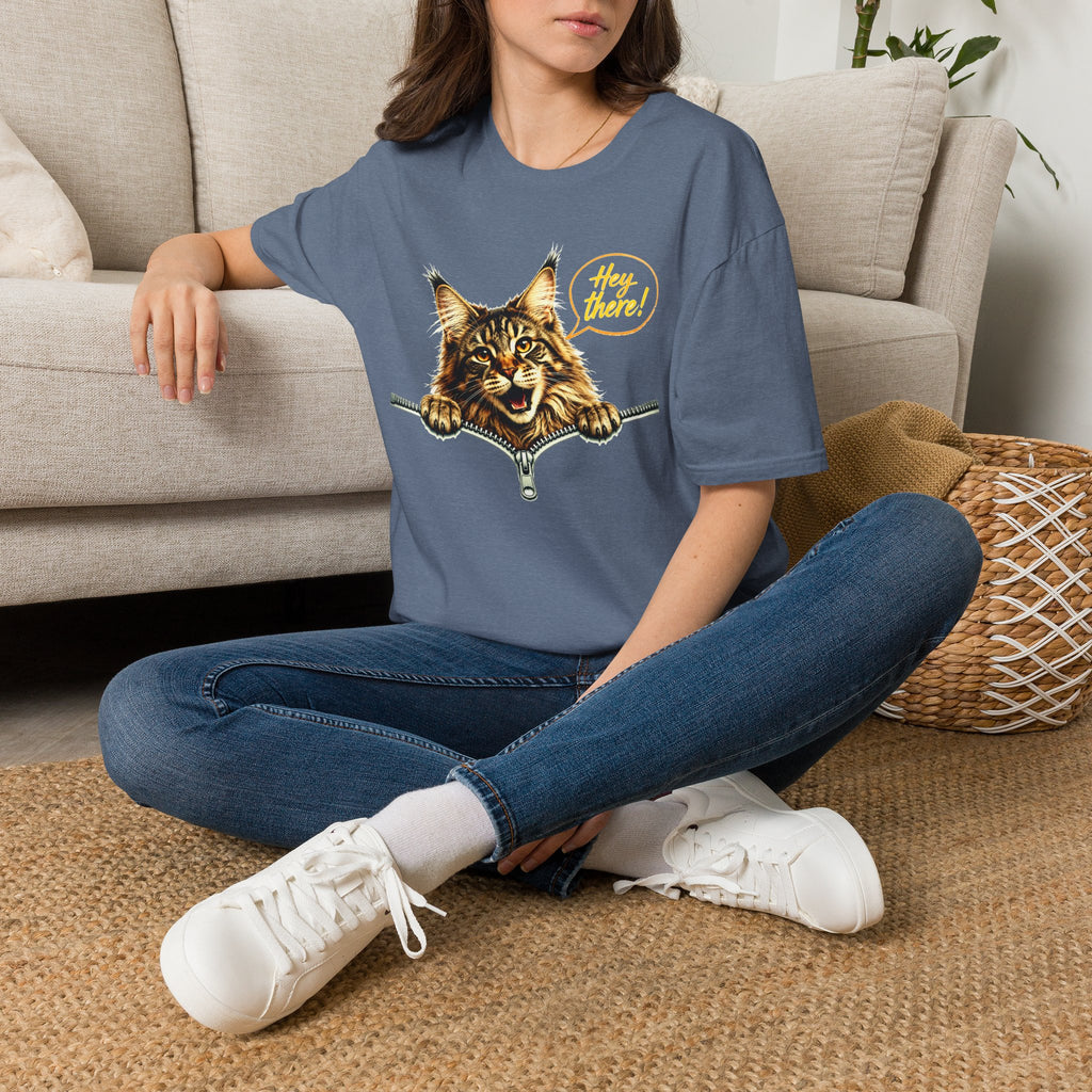 Cute Maine Coon Cat Shirt, Funny Cat Lover Tee, Hey There Cat Graphic T-Shirt, Cute Animal Shirt, Gift for Cat Mom, Unisex Tee