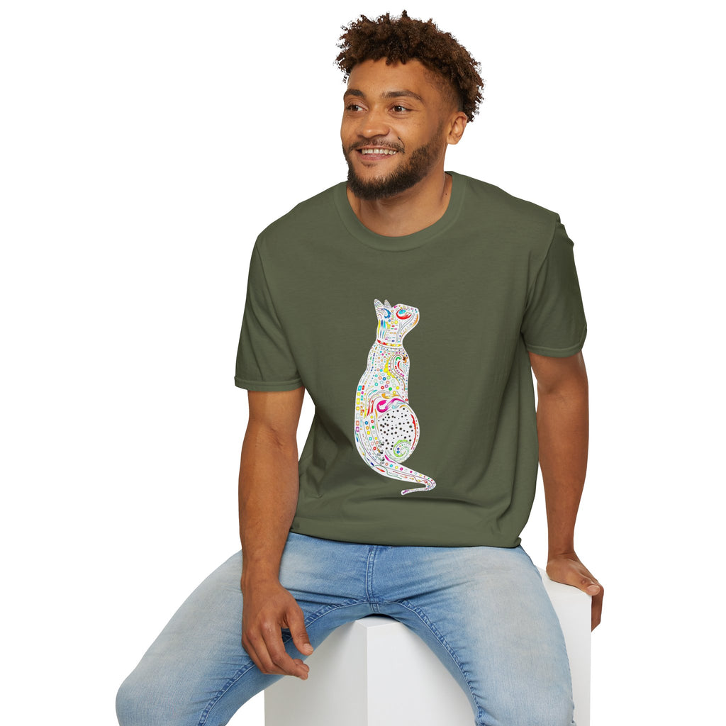 Cat Lover Shirt, Colorful Cat Graphic T-Shirt, Cute Cat Silhouette Tee