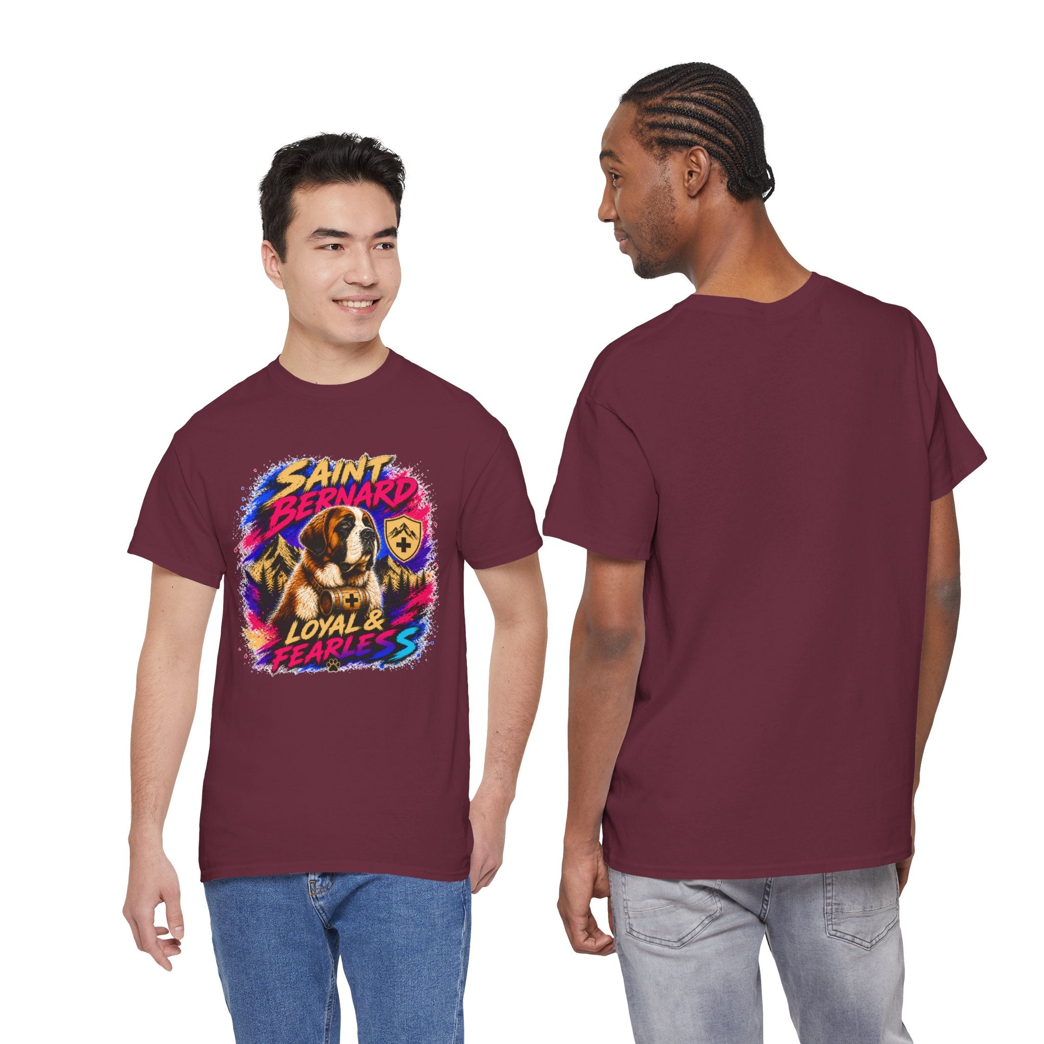 Saint Bernard Dog Shirt, Loyal & Fearless T-Shirt, Colorful Saint Bernard Tee, Dog Lover Gift, Unisex Graphic Tee