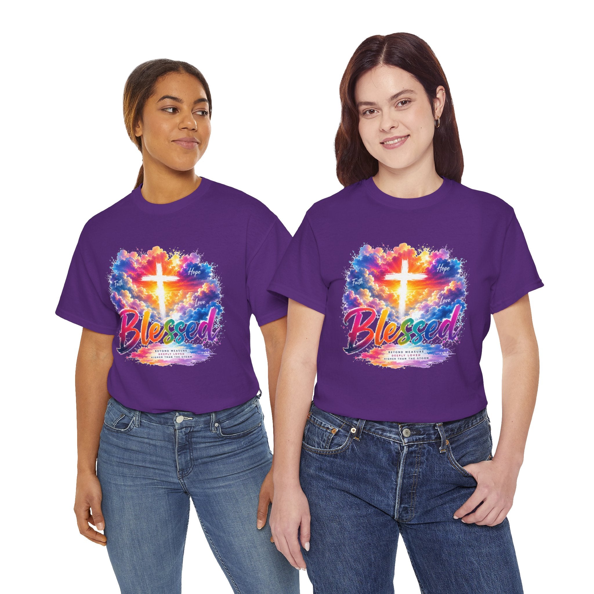 Blessed Christian T-Shirt, Colorful Cross Shirt, Faith Graphic Tee, Jesus Lover Gift, Religious Unisex Shirt