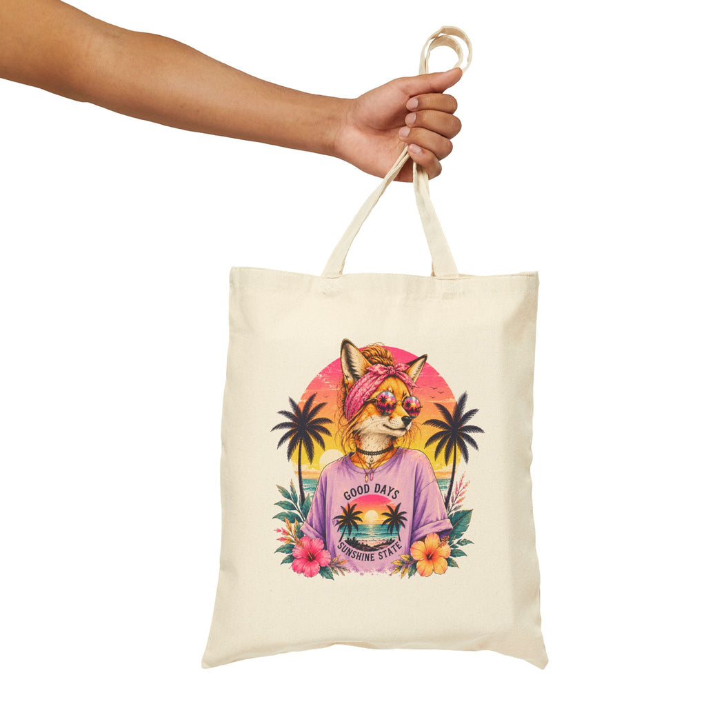 Tote Bag — Retro Tropical Corgi 'Good Days' Canvas Tote