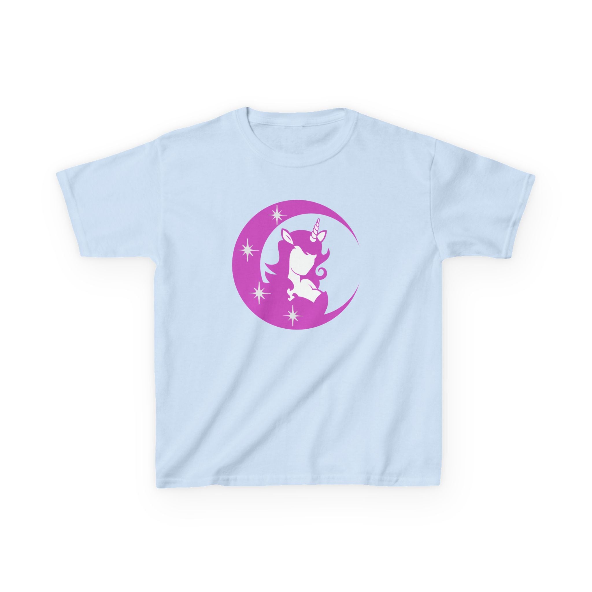 Kids T-Shirt — Pink Unicorn Moon Graphic Tee for Girls
