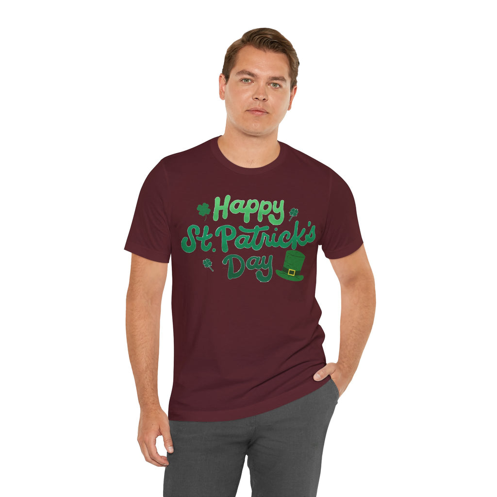 Happy St. Patrick's Day T-Shirt – Green Shamrock & Leprechaun Hat Tee