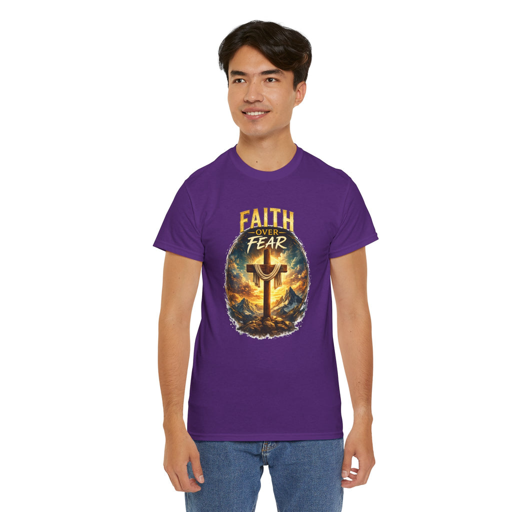 Faith Over Fear Christian T-Shirt | Cross Graphic Tee | Jesus Faith Shirt | Religious Unisex Shirt | Christian Gift for Men & Women