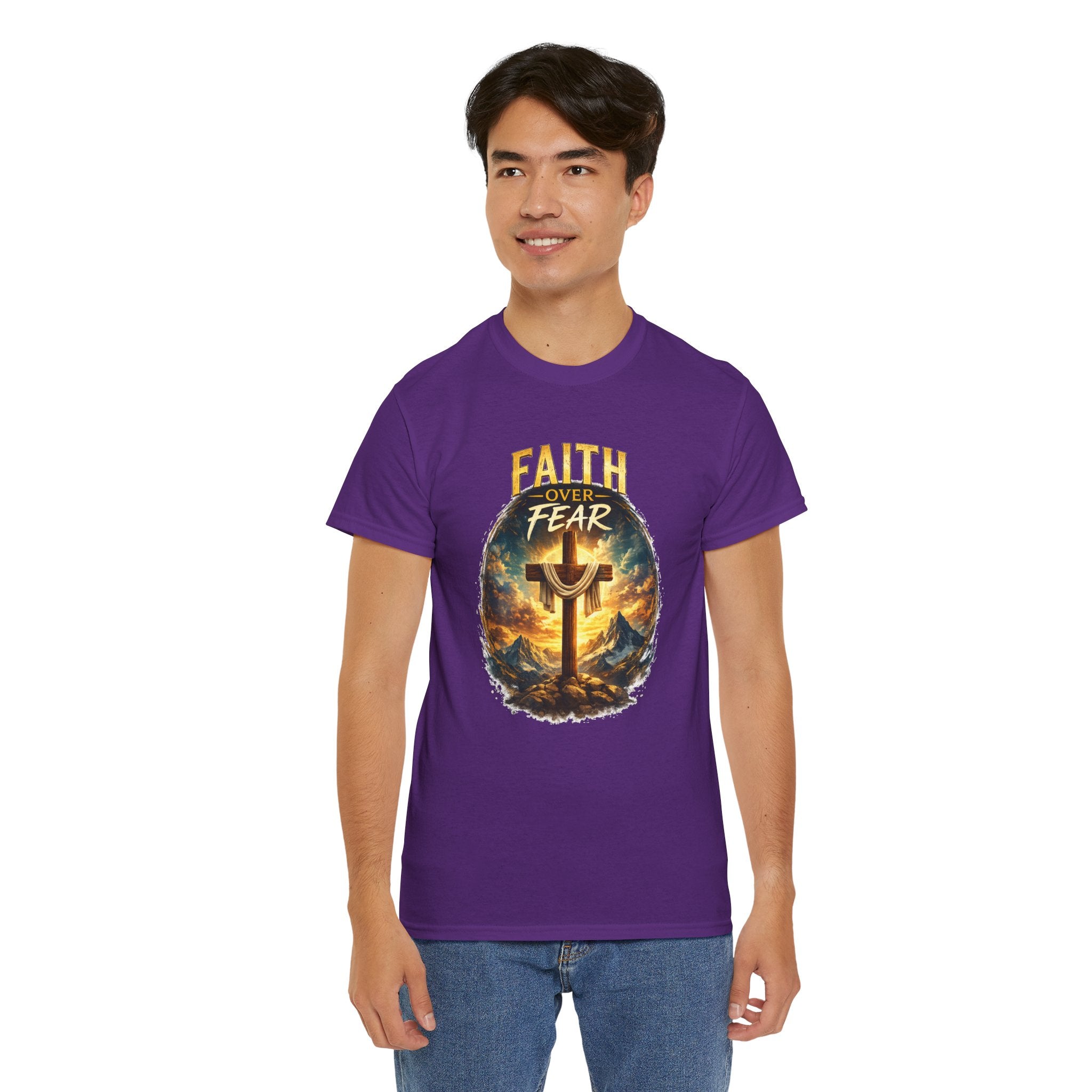Faith Over Fear Christian T-Shirt | Cross Graphic Tee | Jesus Faith Shirt | Religious Unisex Shirt | Christian Gift for Men & Women