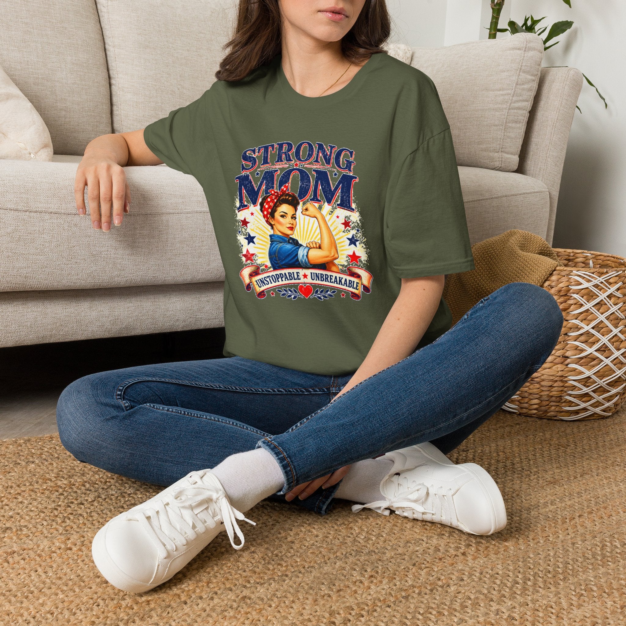 Strong Mom T-Shirt | Retro Vintage Mom Shirt | Empowered Mother Graphic Tee | Gift for Mom | Inspirational Women's T-Shirt