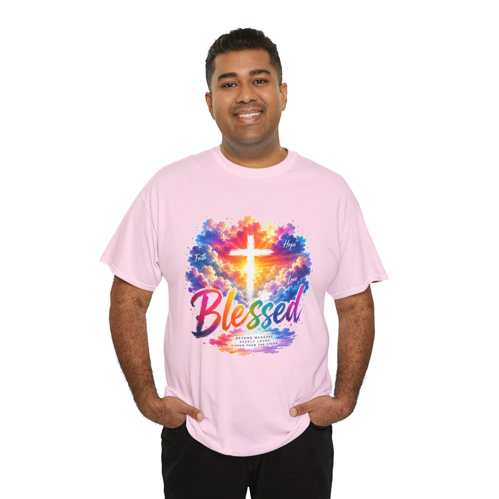 Blessed Christian T-Shirt, Colorful Cross Shirt, Faith Graphic Tee, Jesus Lover Gift, Religious Unisex Shirt