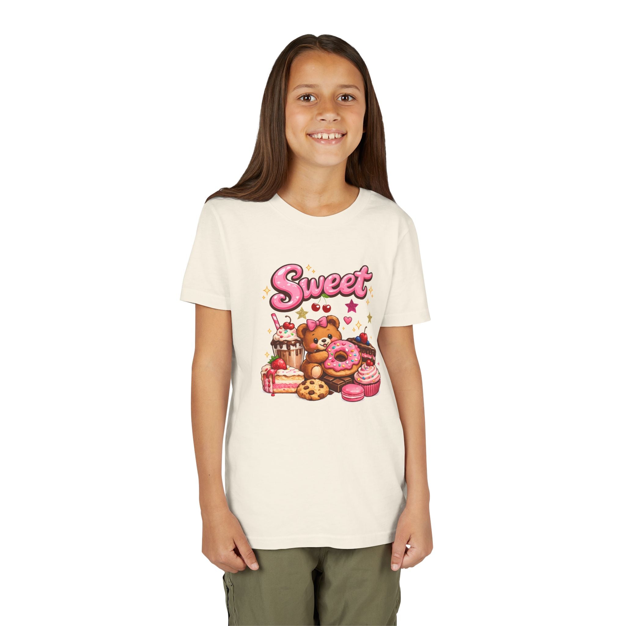 Youth Tee - "Sweet" Teddy Bear with Donuts & Desserts Kids Shirt