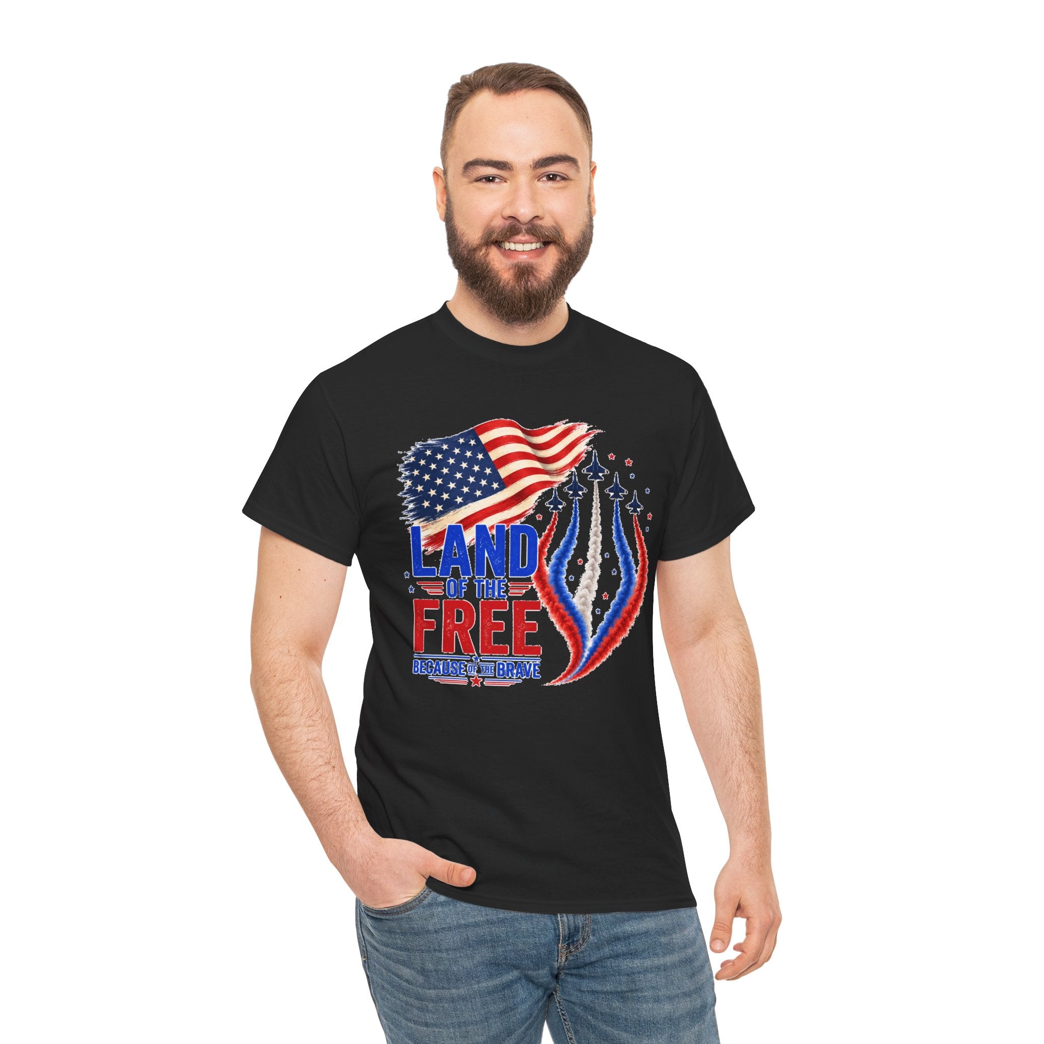 Land of the Free Because of the Brave Shirt, Patriotic 4th of July T-Shirt, USA Flag Tee, American Pride Shirt, Independence Day Gift