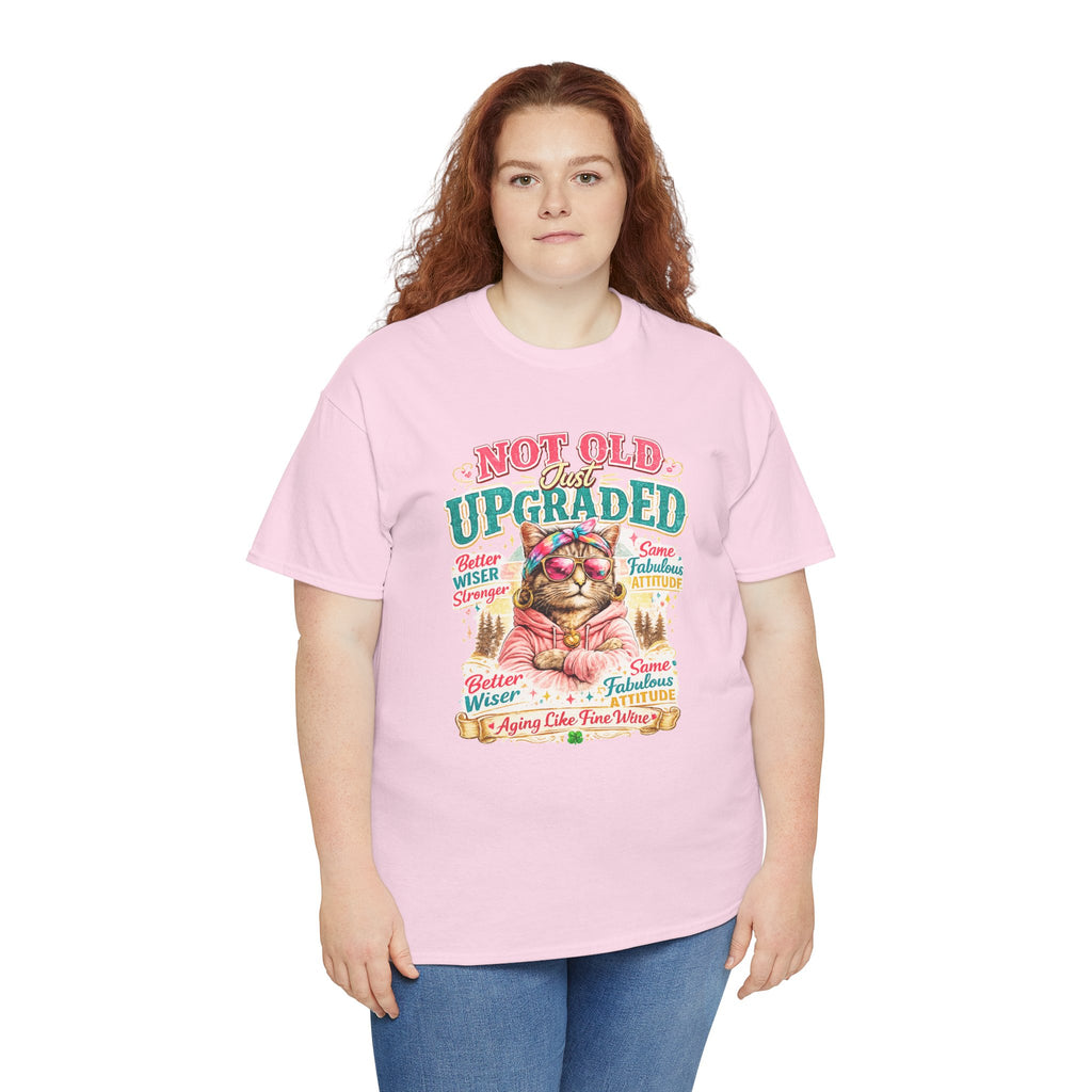 Not Old Just Upgraded Cat T-Shirt | Funny Cat Lover Tee | Vintage Birthday Shirt | Cute Kitty Graphic Tee | Gift for Cat Mom | Cat Lover Gift