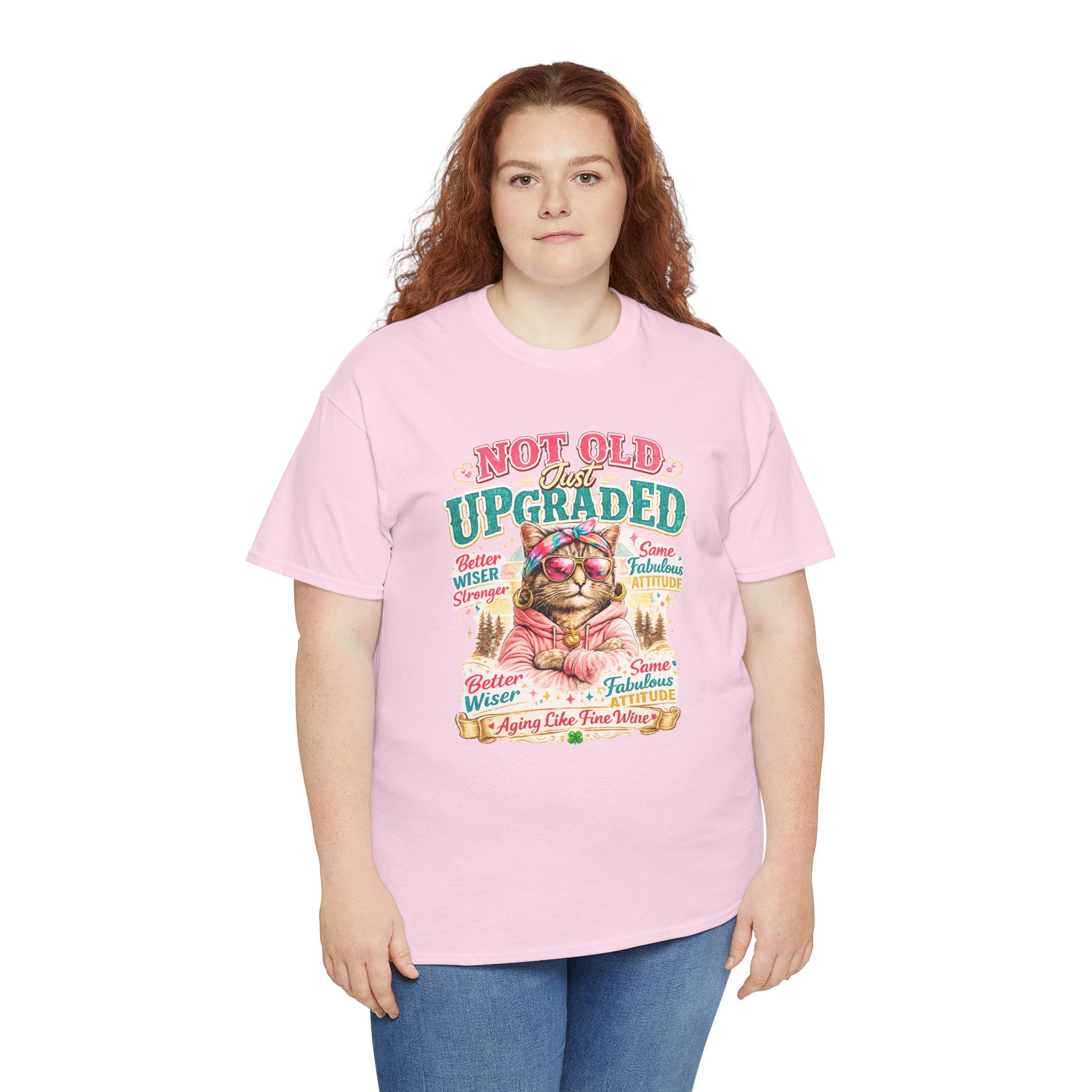 Not Old Just Upgraded Cat T-Shirt | Funny Cat Lover Tee | Vintage Birthday Shirt | Cute Kitty Graphic Tee | Gift for Cat Mom | Cat Lover Gift