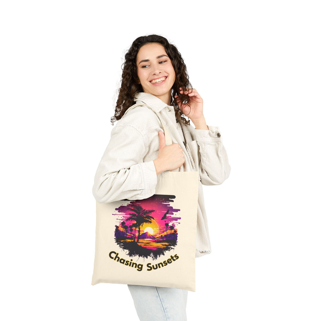 Chasing Sunsets Tote Bag, Sunset Beach Tote, Aesthetic Canvas Bag, Summer Tote Bag, Gift for Beach Lovers