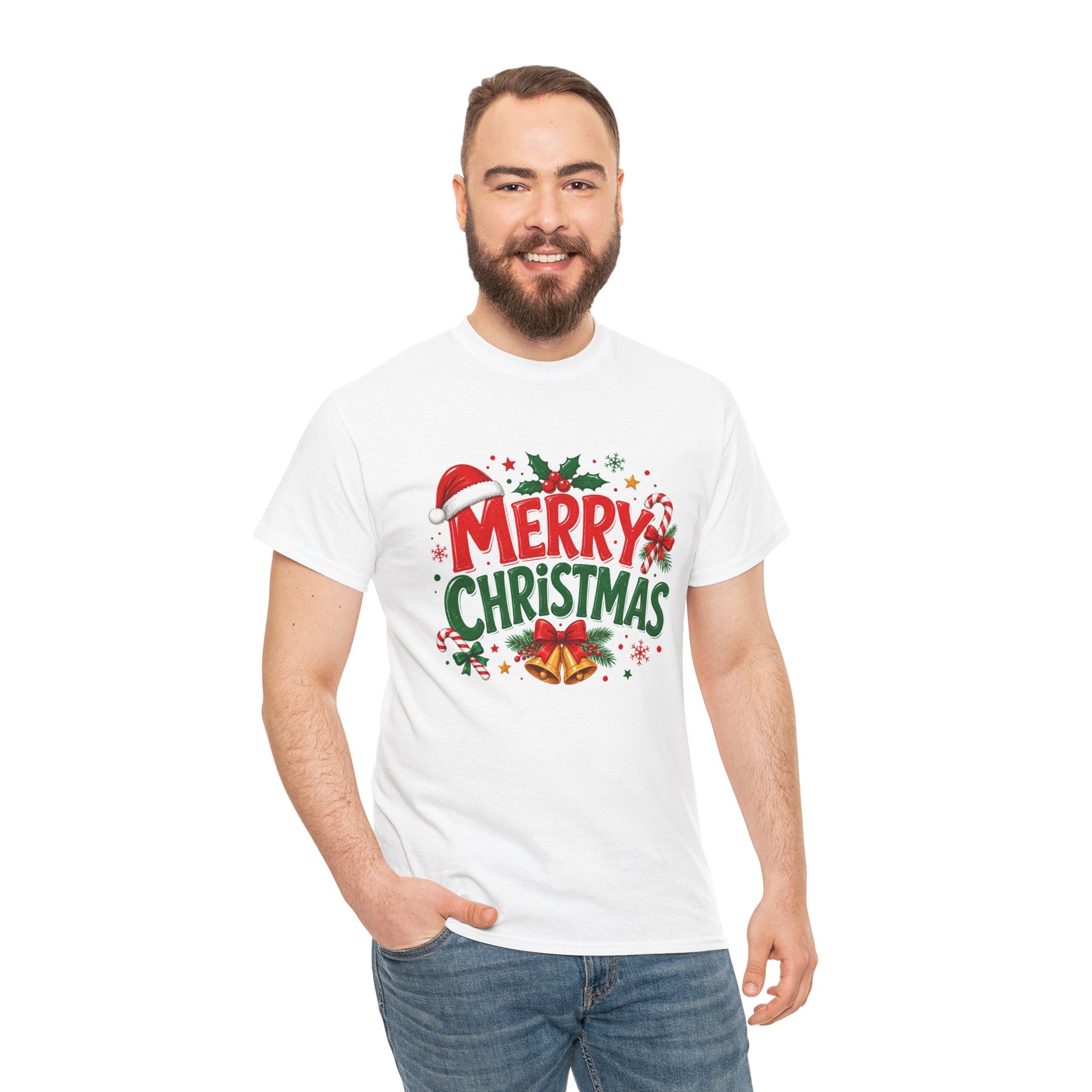 Merry Christmas Shirt, Christmas Graphic Tee, Santa Hat T-Shirt, Holiday Party Shirt, Xmas Gift for Men Women