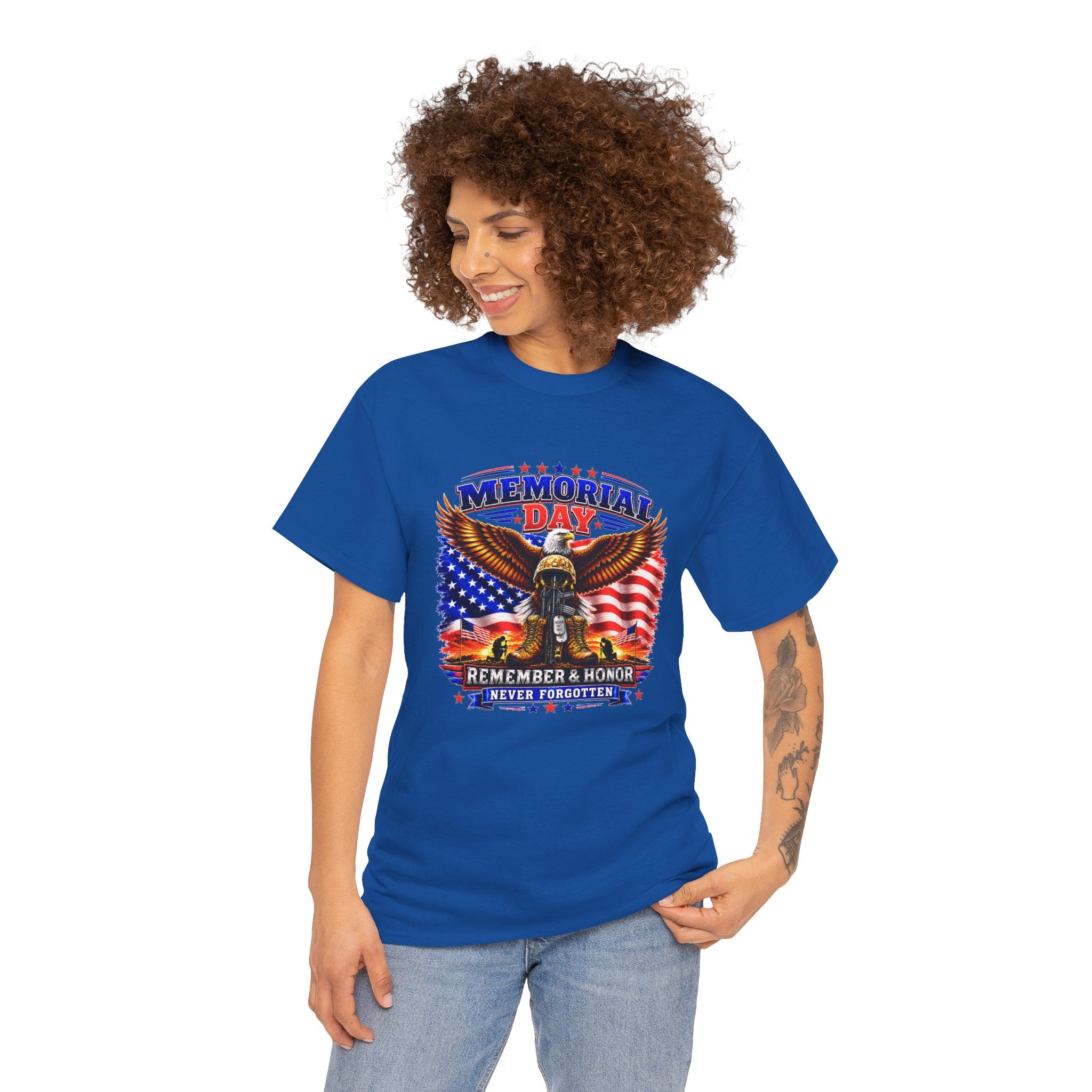 Memorial Day Shirt, Patriotic Eagle T-Shirt, Remember & Honor Tee, American Flag Graphic Shirt, Military Tribute Gift
