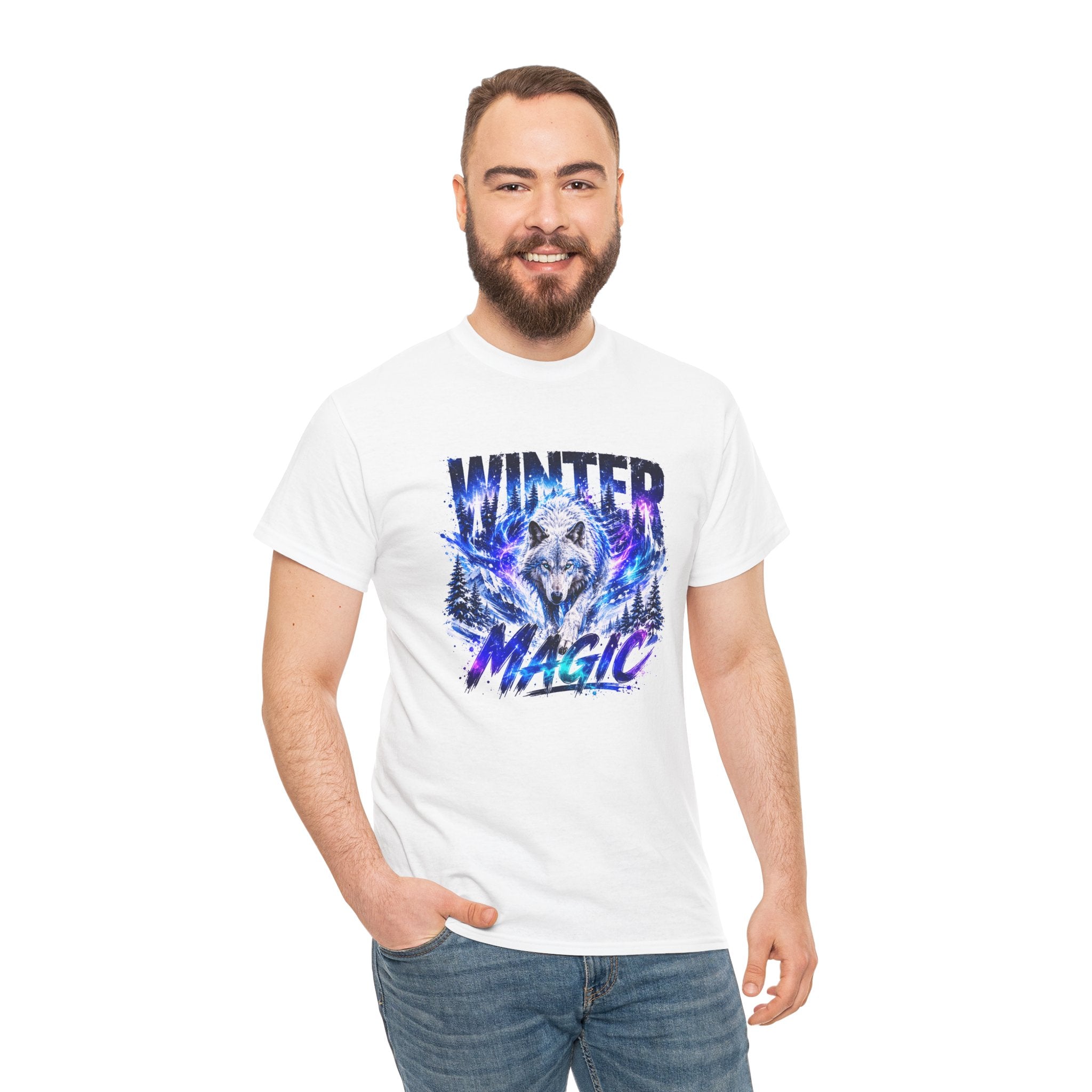 Wolf T Shirt, Winter Wolf Shirt, Wolf Lover Gift, Snowy Wolf Tee, Winter Magic Shirt, Wildlife Graphic Tee, Unisex Wolf Shirt