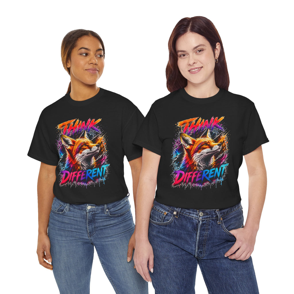 Think Different Fox Shirt, Colorful Fox T-Shirt, Wildlife Graphic Tee, Neon Animal Shirt, Gift for Fox Lovers