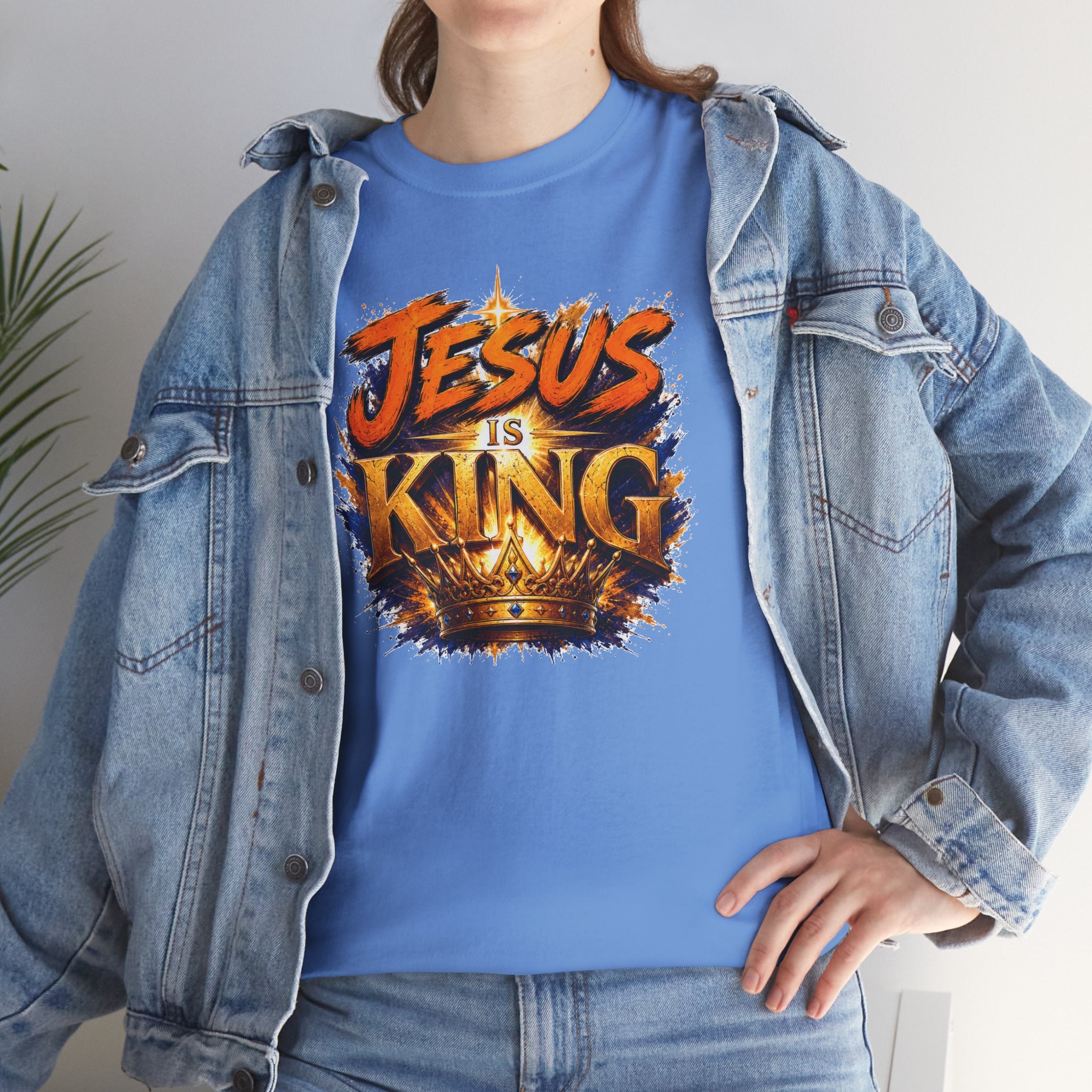 Jesus Is King Christian T-Shirt | Crown Graphic Tee | Religious Unisex Shirt | Faith Apparel | Christian Gift for Men & Women