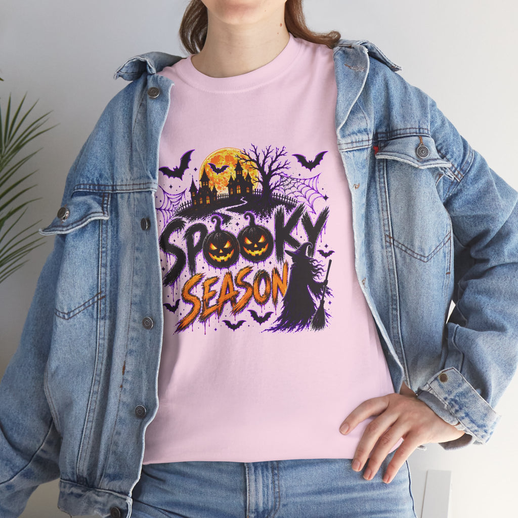 Spooky Season Halloween T-Shirt, Jack O Lantern Pumpkin Tee, Haunted House Graphic Shirt, Unisex Halloween Tee