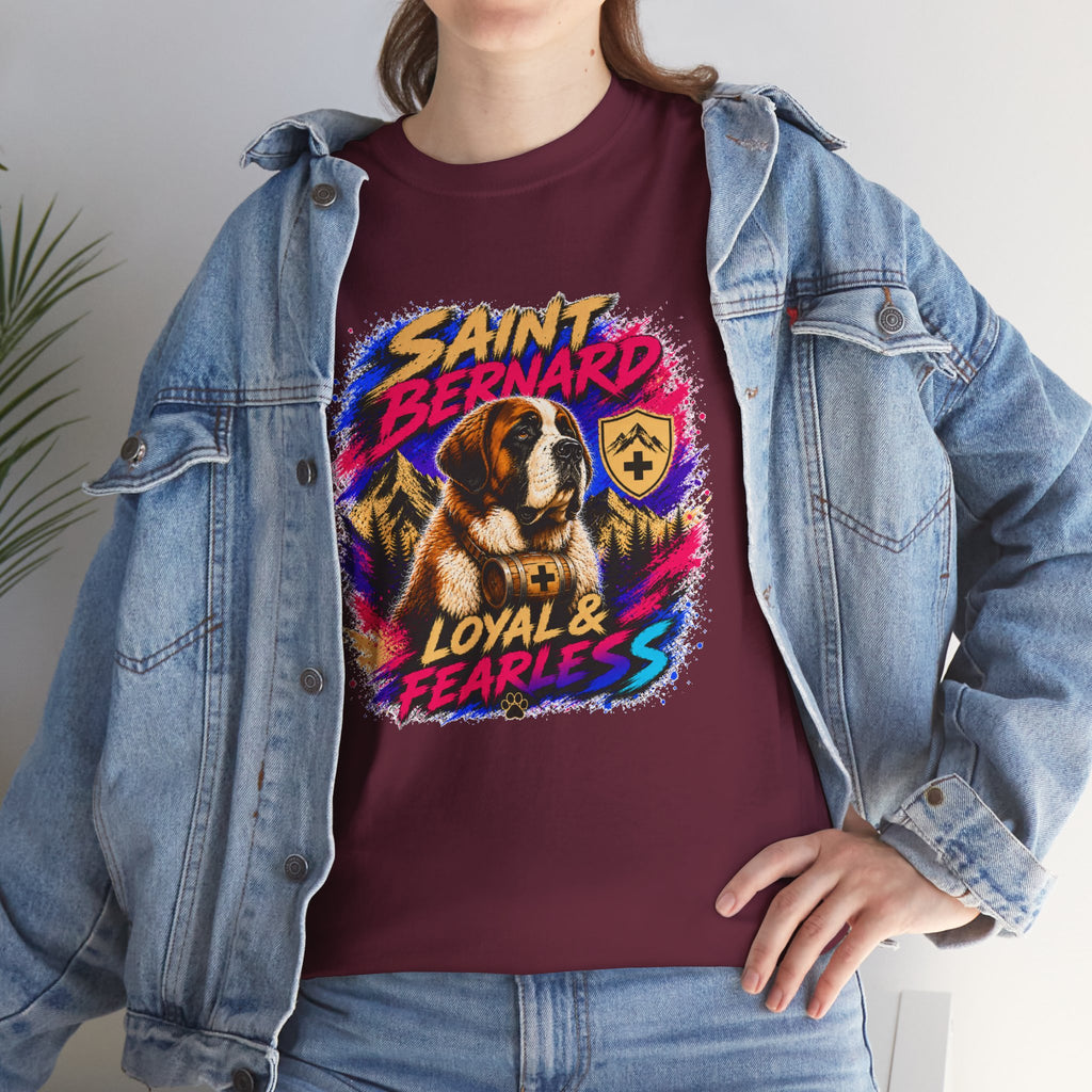 Saint Bernard Dog Shirt, Loyal & Fearless T-Shirt, Colorful Saint Bernard Tee, Dog Lover Gift, Unisex Graphic Tee