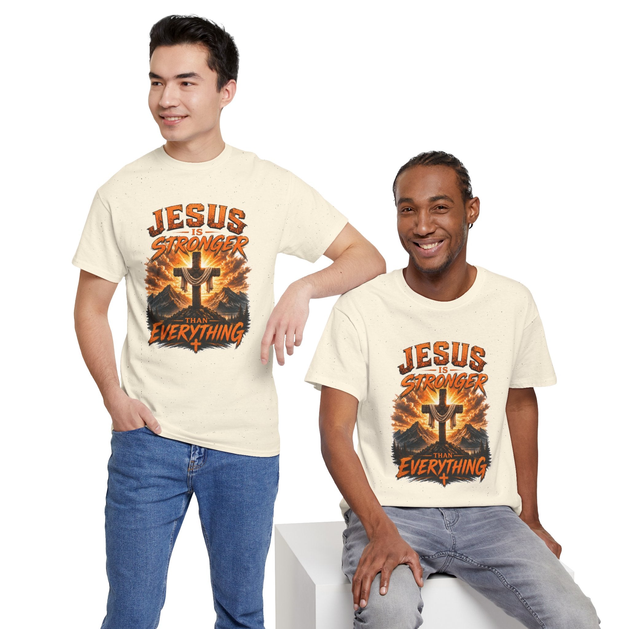 Jesus Is Stronger Than Everything Christian T-Shirt | Faith Cross Graphic Tee | Religious Unisex Shirt | Christian Gift