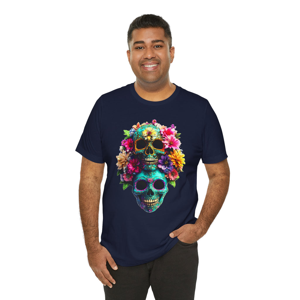 Floral Skull T-Shirt, Day of the Dead Shirt, Sugar Skull Graphic Tee, Colorful Skull Tee, Gothic Floral Shirt