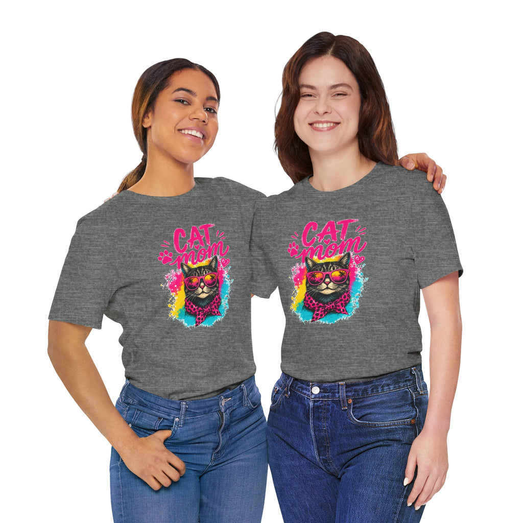 Cat Mom T-Shirt | Funny Cat Mom Gift | Colorful Retro Cat Lover Tee | Cute Cat Graphic Shirt | Unisex Cat Mom Tee
