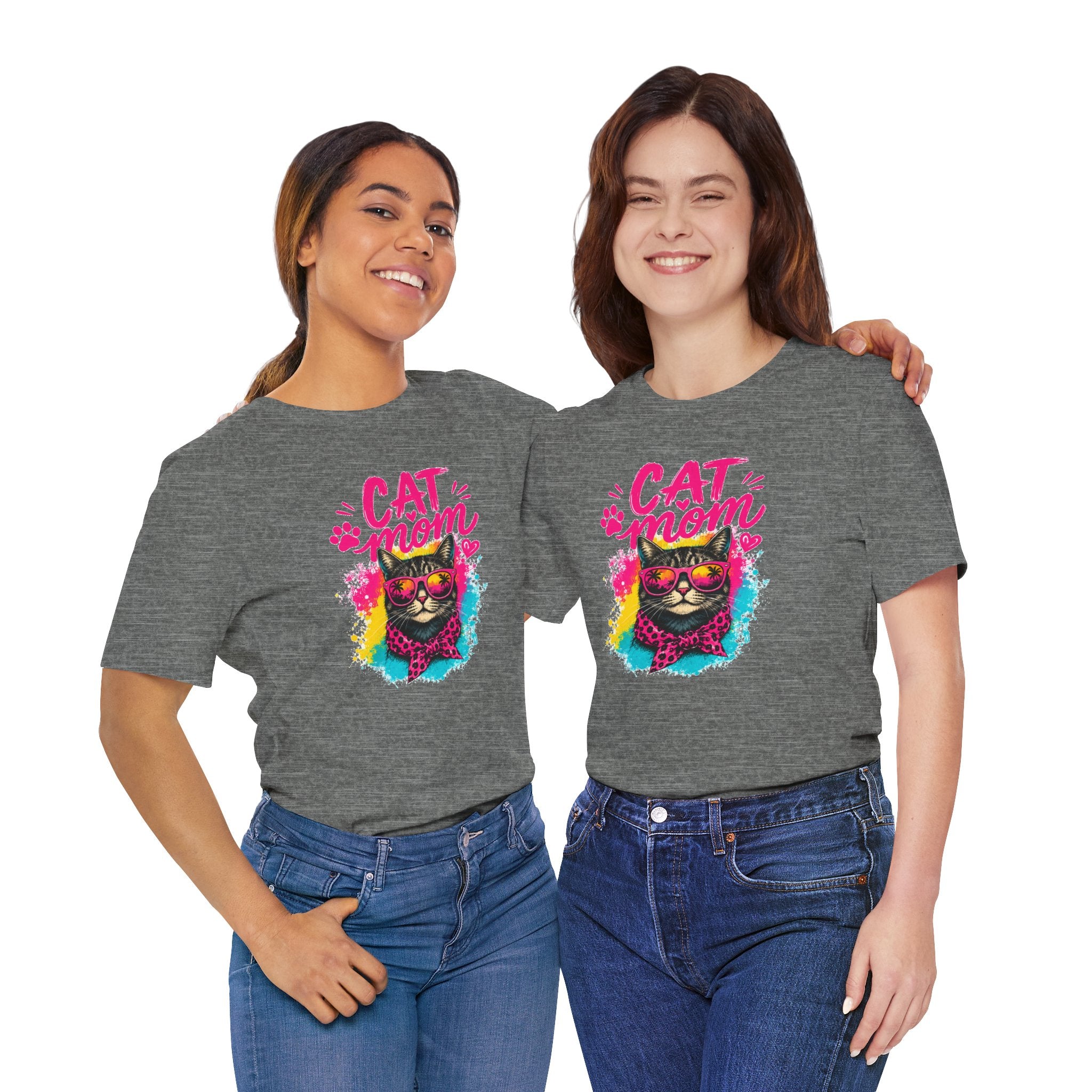 Cat Mom T-Shirt | Funny Cat Mom Gift | Colorful Retro Cat Lover Tee | Cute Cat Graphic Shirt | Unisex Cat Mom Tee