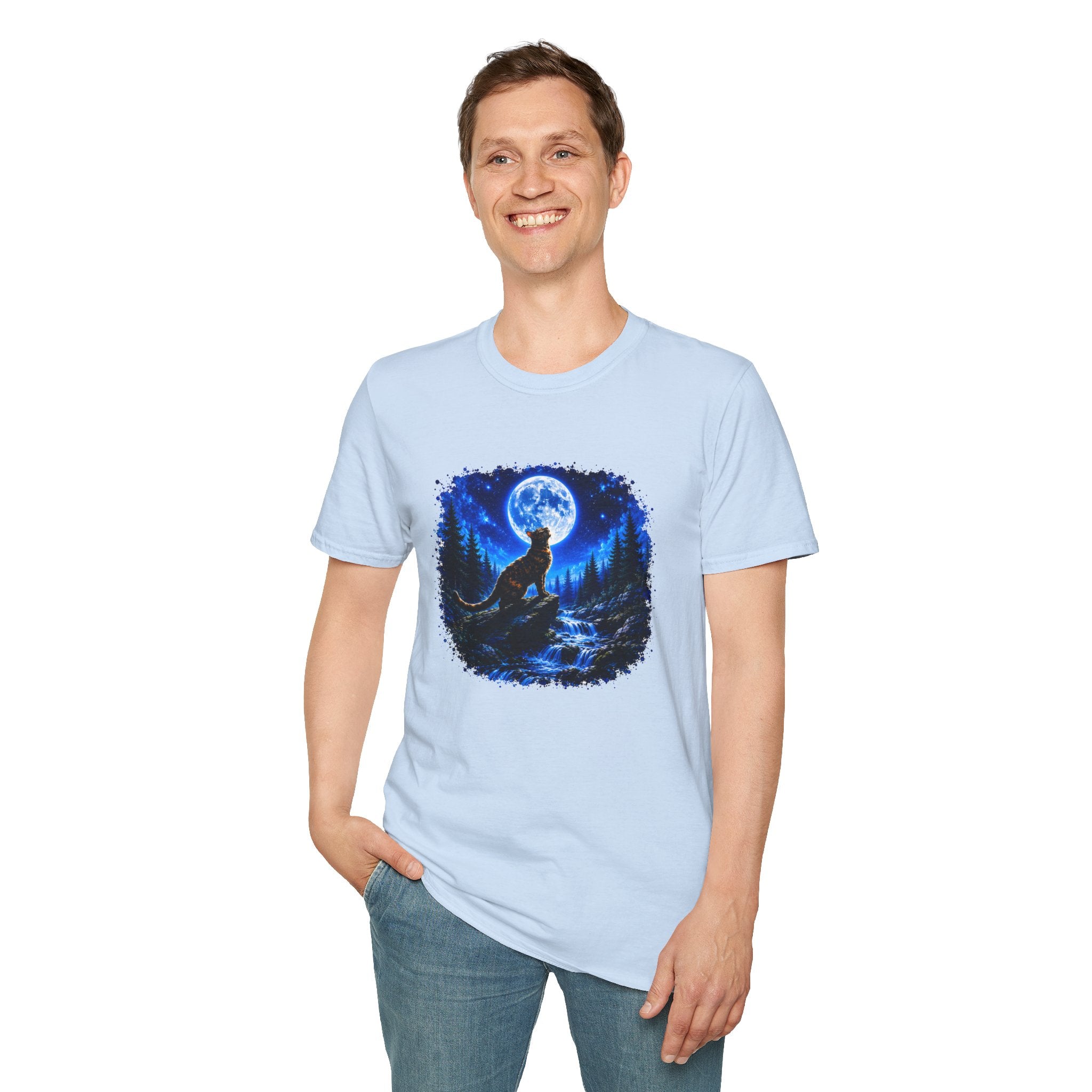 Cat Howl T-Shirt – Moonlit Night Graphic Tee