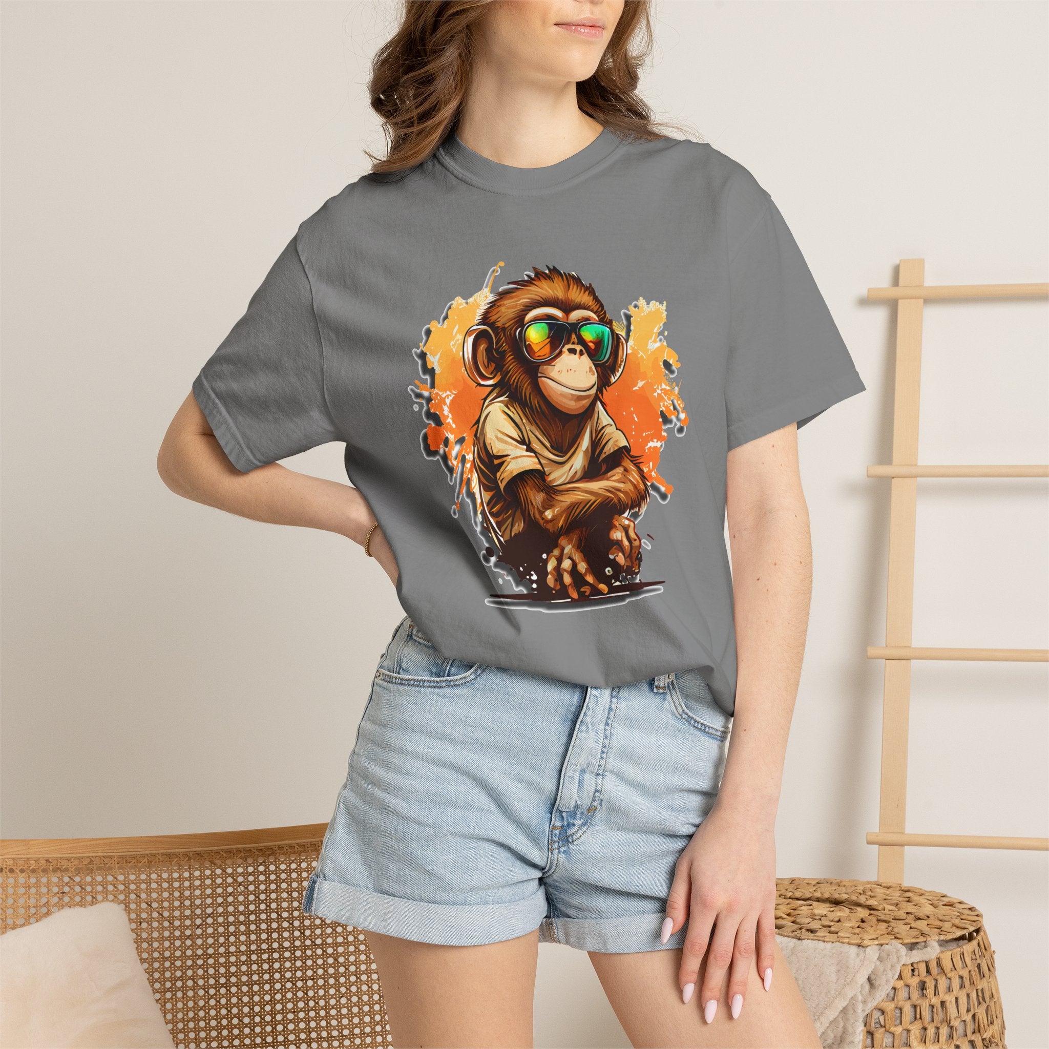 Cool Monkey Graphic T-Shirt | Funny Chimp Sunglasses Tee | Streetwear Animal Shirt | Unisex Casual Gift