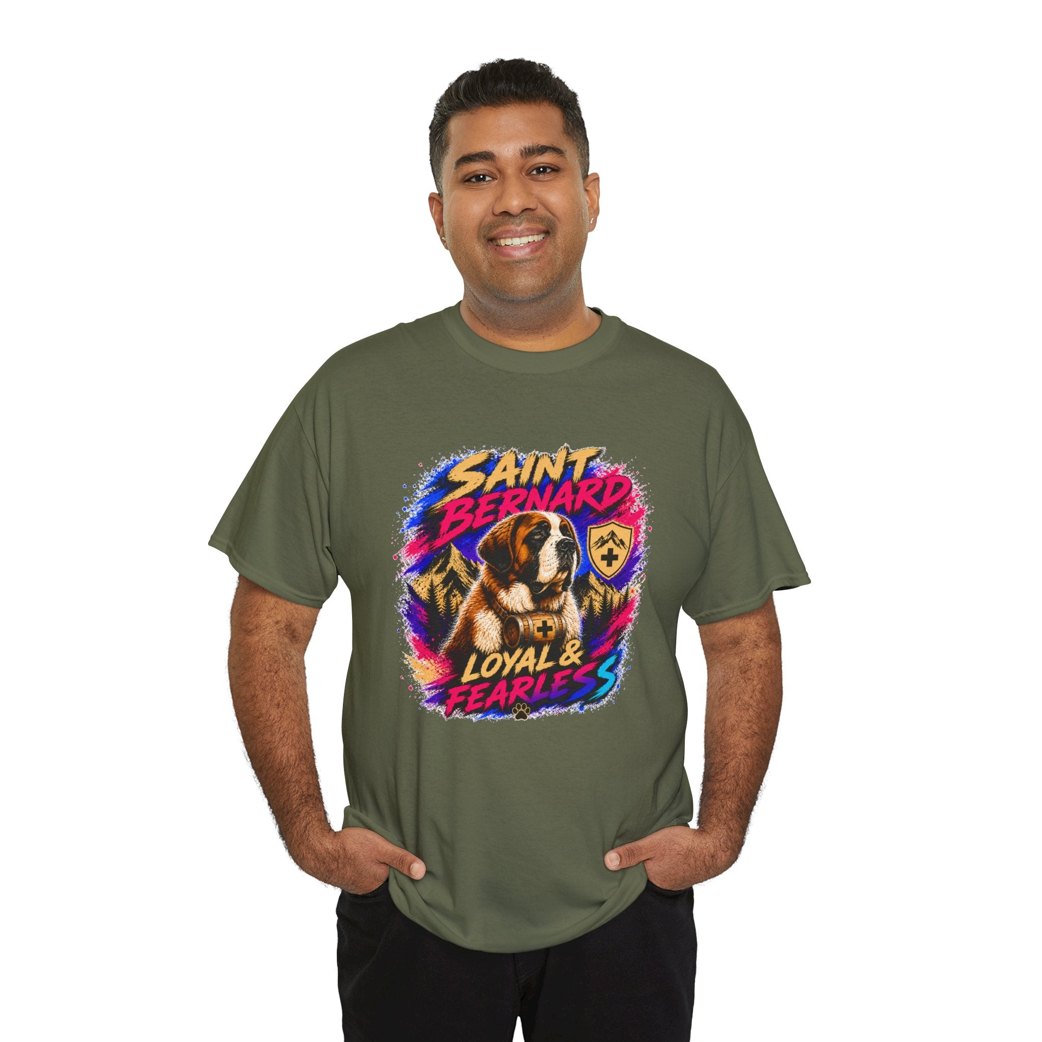 Saint Bernard Dog Shirt, Loyal & Fearless T-Shirt, Colorful Saint Bernard Tee, Dog Lover Gift, Unisex Graphic Tee