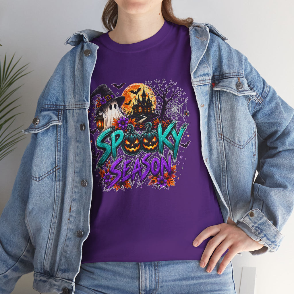 Spooky Season Halloween T-Shirt, Haunted House Pumpkin Tee, Halloween Graphic Shirt, Unisex Fall Tee