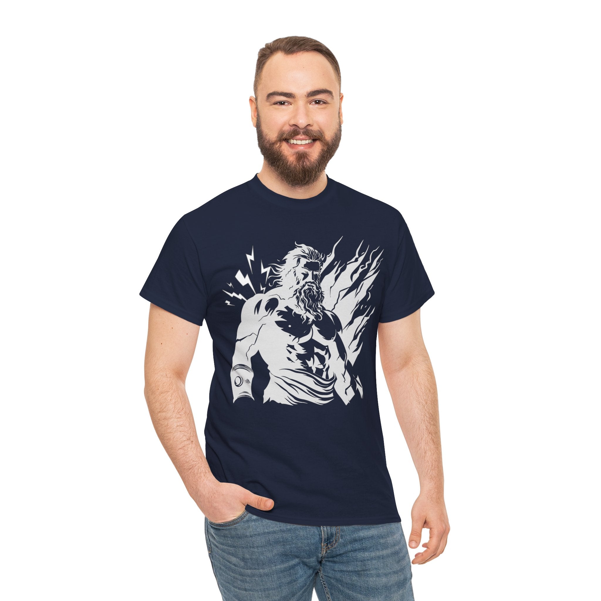 Mythic Thunder God Tee — Vintage Lightning Warrior Graphic T-Shirt