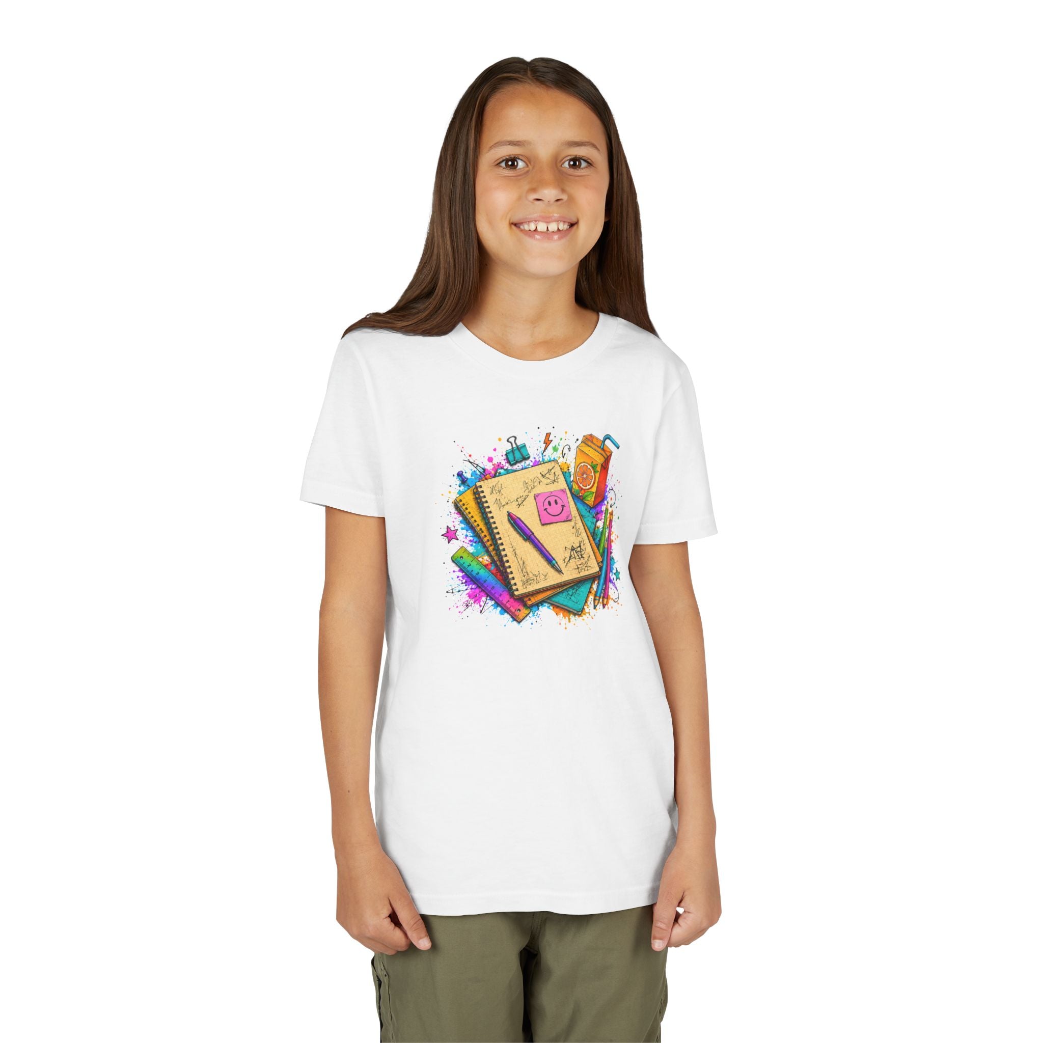 Kids Back to School T‑Shirt — Colorful Notebooks & Pencil Design