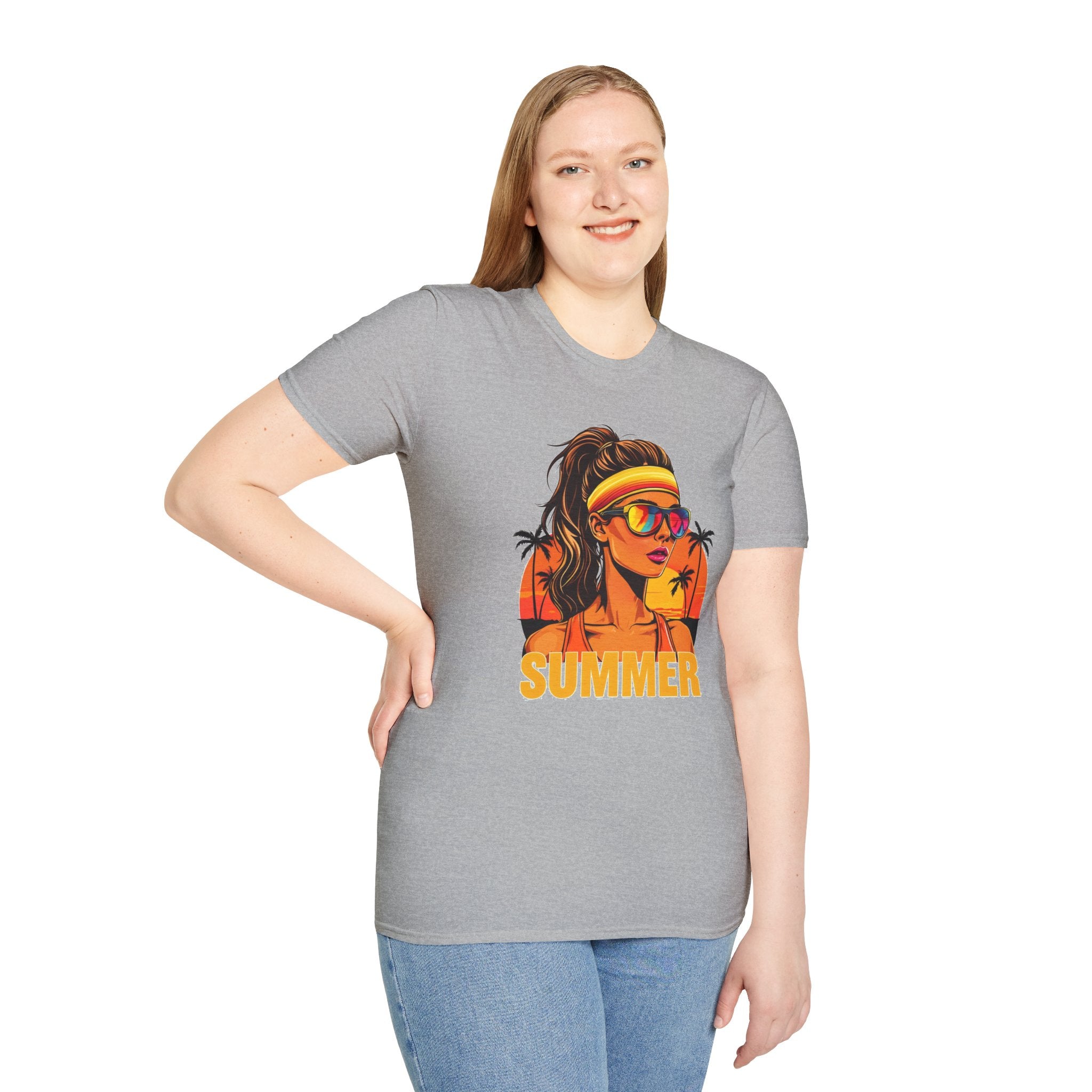 Summer Retro Graphic T-Shirt — 'SUMMER' Beach Babe Palm Tree Tee