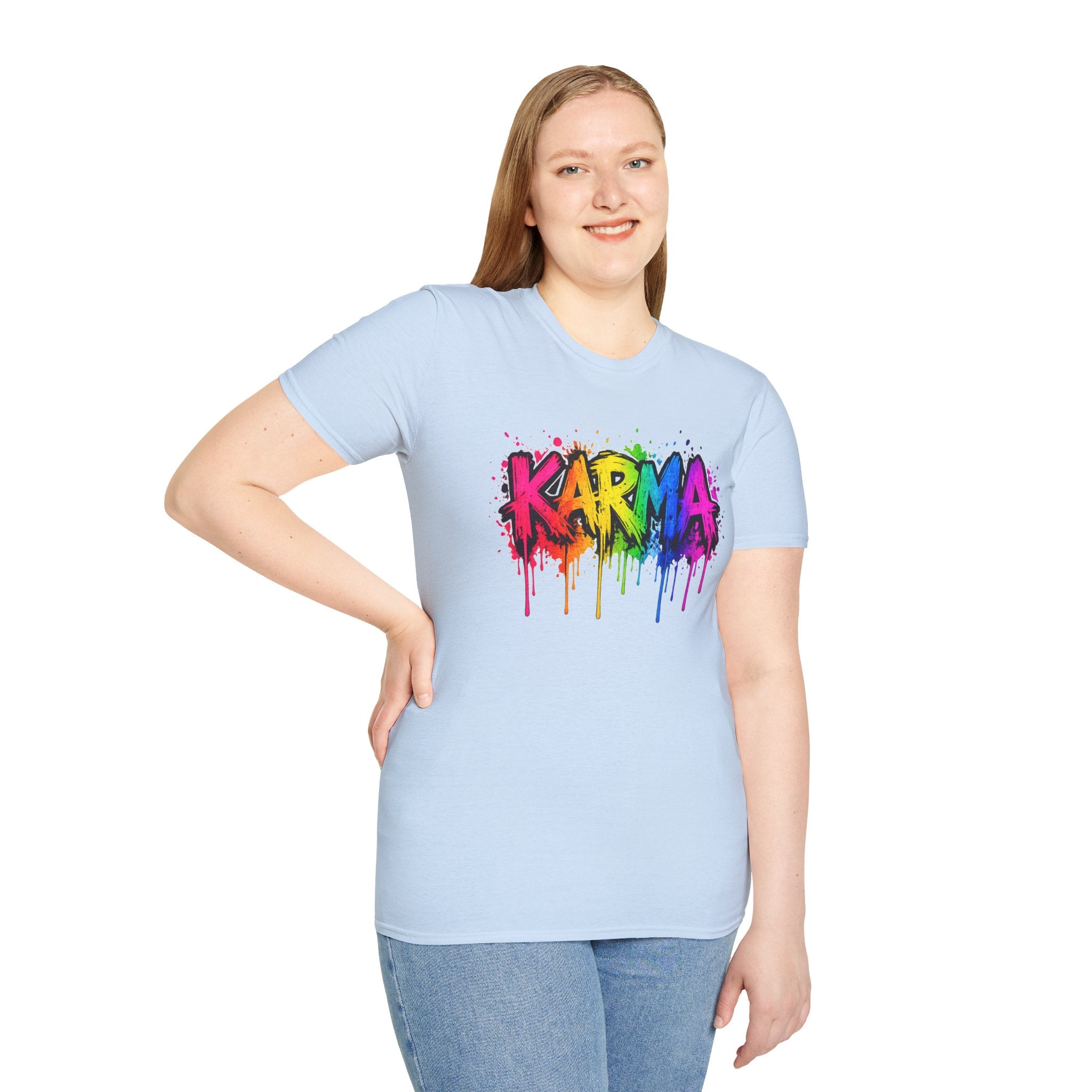 Karma Rainbow Drip Shirt, Funny Graphic Tee, Colorful Streetwear T-Shirt, Unisex Casual Tee, Gift Idea