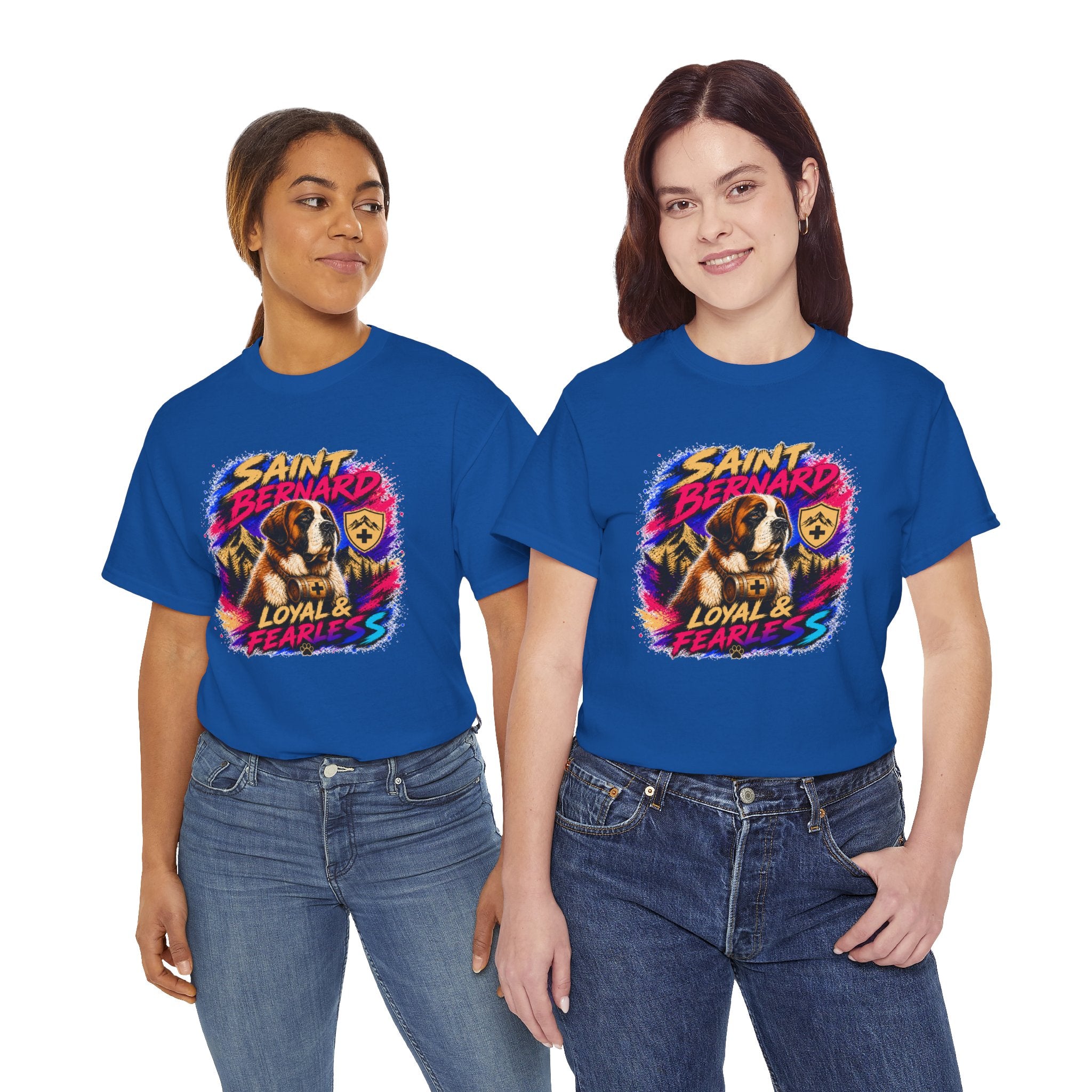 Saint Bernard Dog Shirt, Loyal & Fearless T-Shirt, Colorful Saint Bernard Tee, Dog Lover Gift, Unisex Graphic Tee
