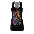 Colorful Horse Racerback Dress, Born to Ride Dress, Horse Lover Gift, Equestrian Summer Dress, Horse Graphic Dress, Casual Tank Dress
