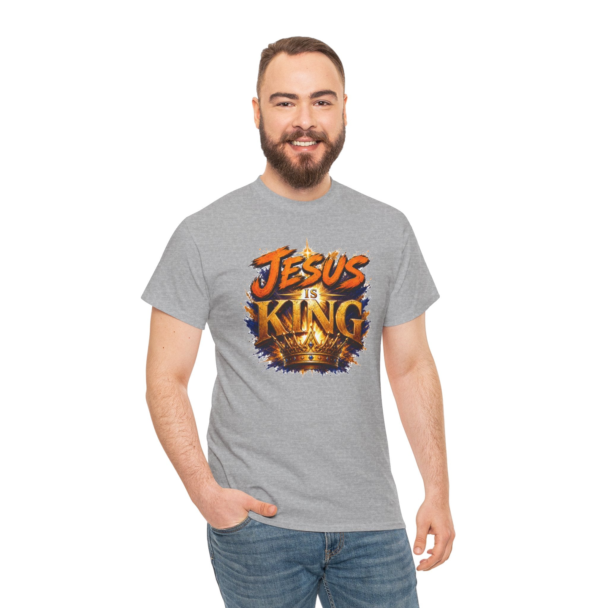Jesus Is King Christian T-Shirt | Crown Graphic Tee | Religious Unisex Shirt | Faith Apparel | Christian Gift for Men & Women