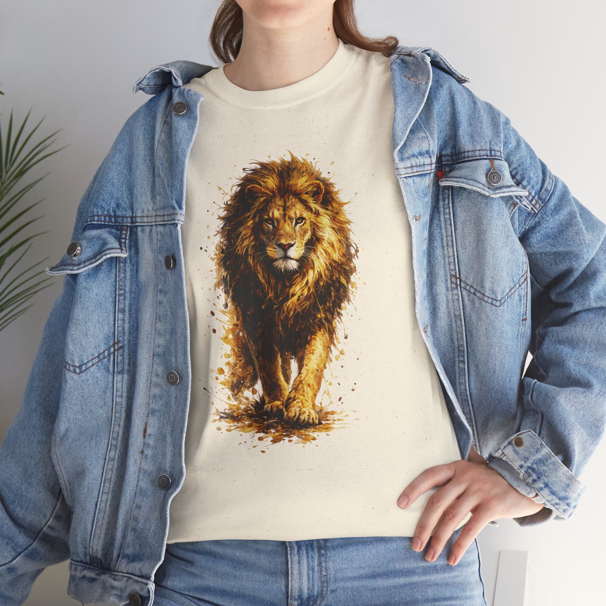 Lion Graphic T-Shirt, Majestic Walking Lion Tee, Watercolor Wildlife Shirt, Unisex Animal Graphic Tee, Lion Lover Gift, Nature Art Shirt