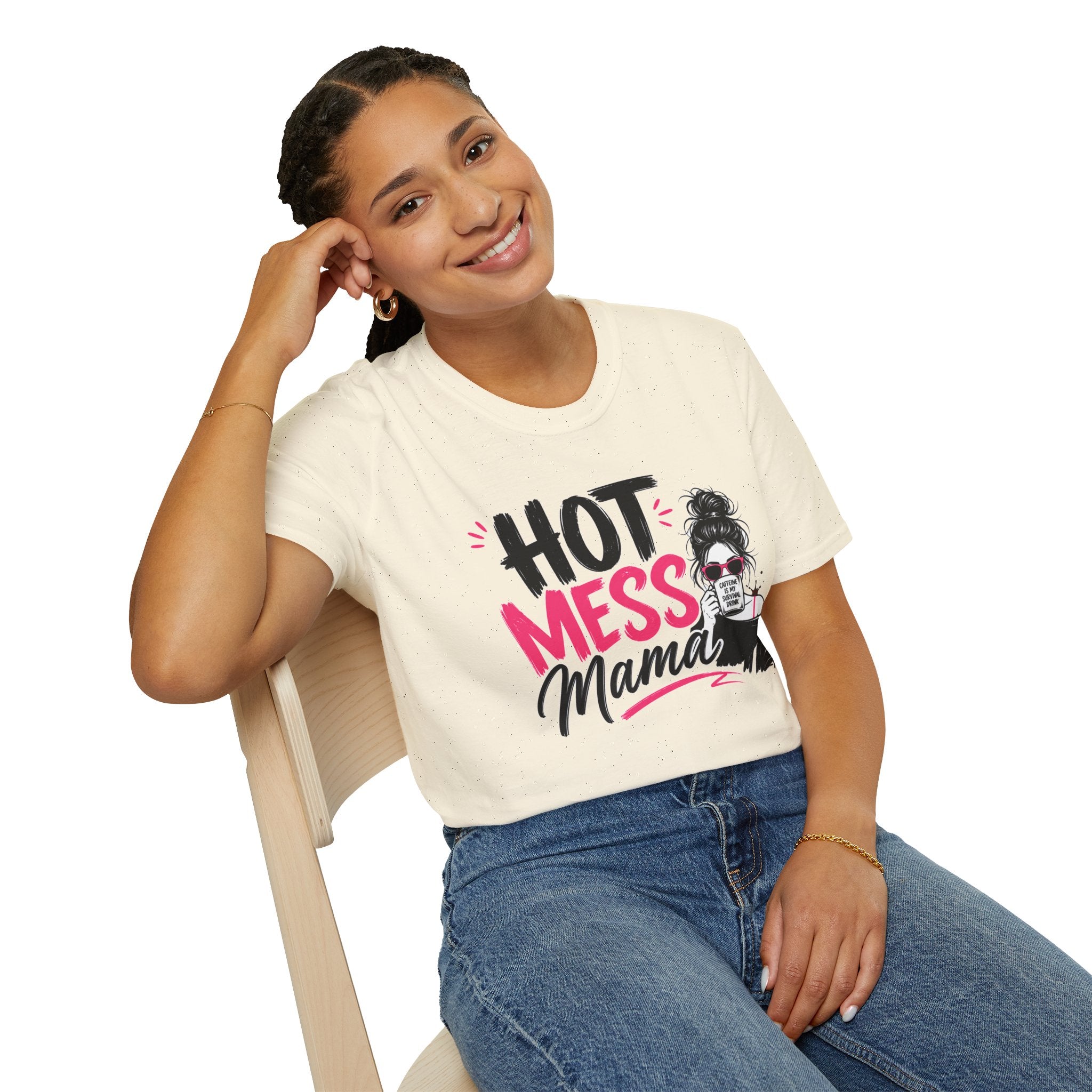 Hot Mess Mama Coffee Lover Shirt, Funny Mom Life Graphic Tee, Caffeine Humor T-Shirt for Moms