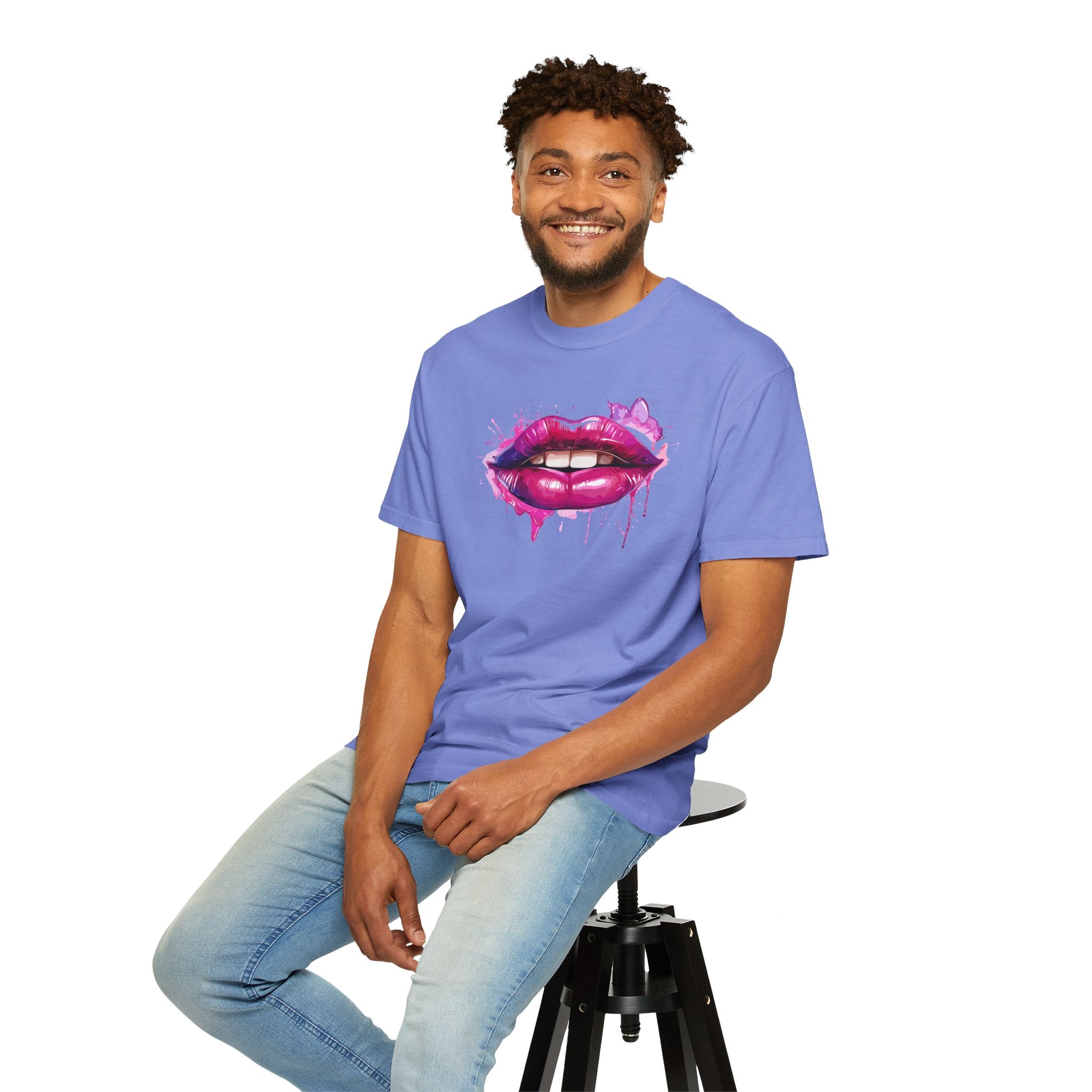 Lip Art T-Shirt — Pink Drip Painted Lips Graphic Tee