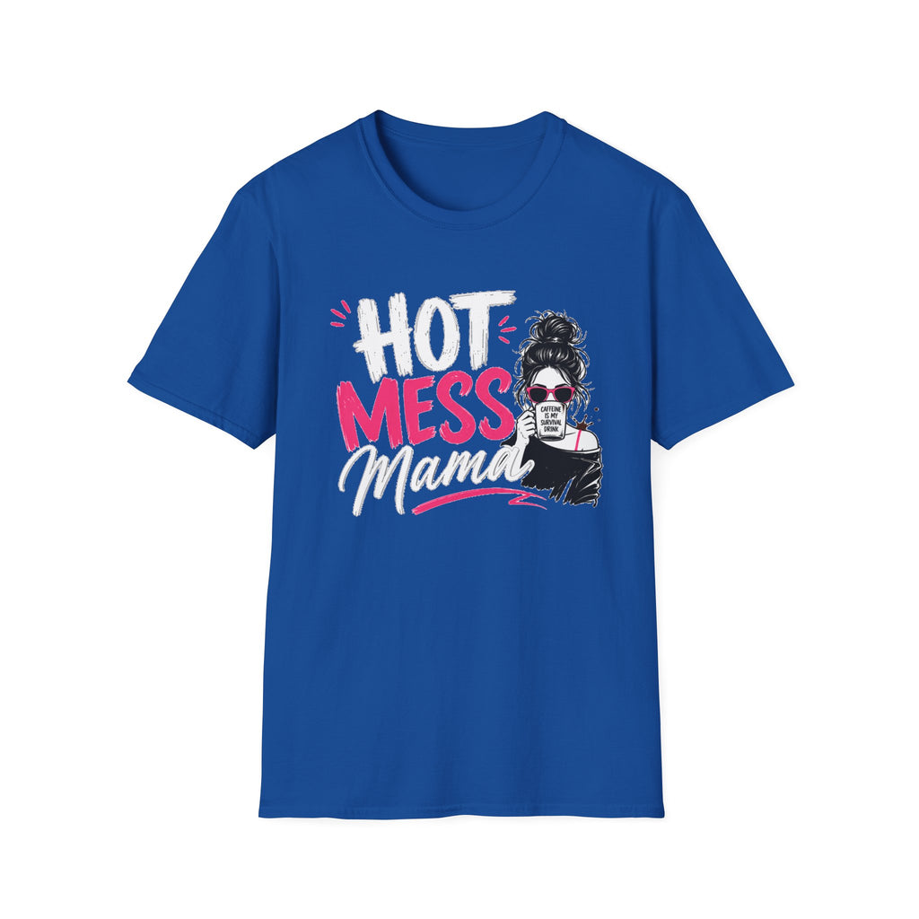 Hot Mess Mama Coffee Lover Shirt, Funny Mom Life Graphic Tee, Caffeine Humor T-Shirt for Moms