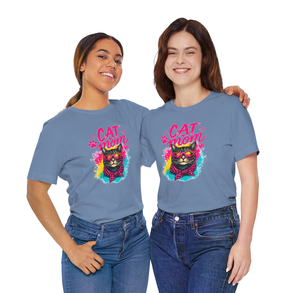 Cat Mom T-Shirt | Funny Cat Mom Gift | Colorful Retro Cat Lover Tee | Cute Cat Graphic Shirt | Unisex Cat Mom Tee